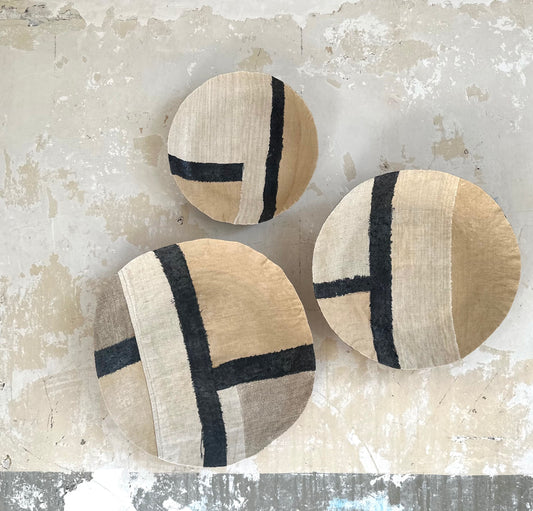 wall decoration textile earth tones bright, set of 3