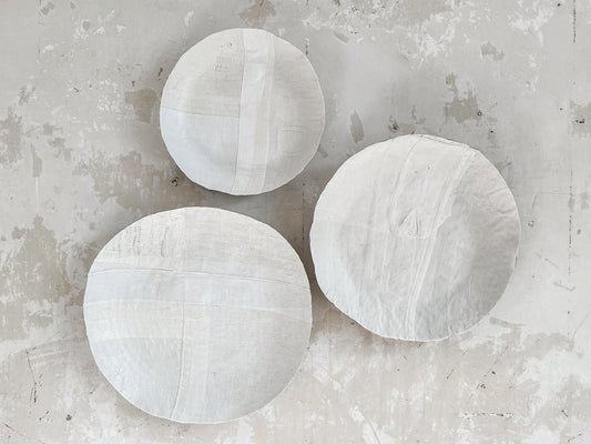 wall decoration textile white, set of 3