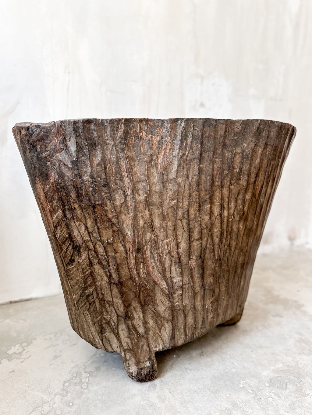 old Naga wooden planter pot large