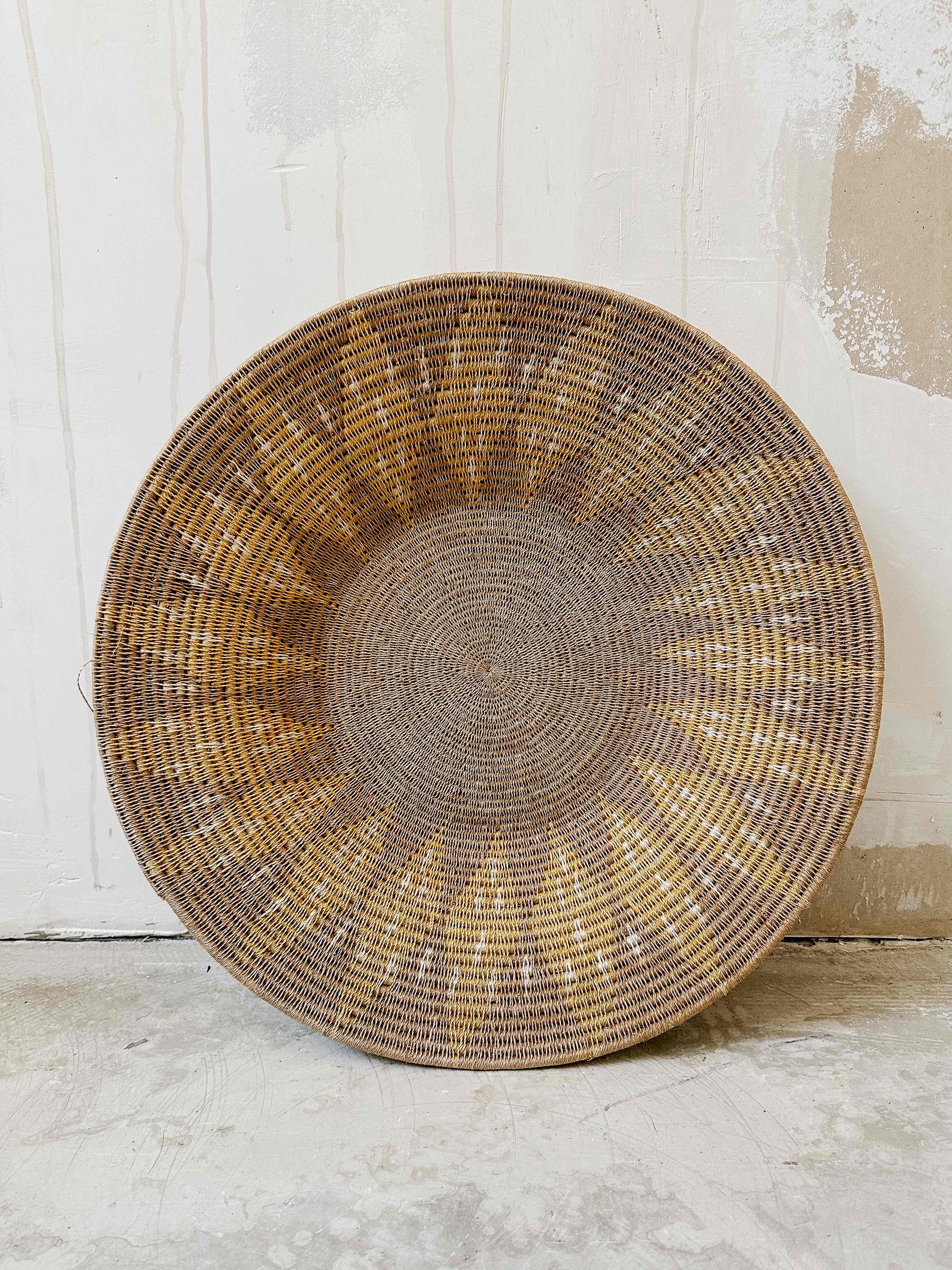 Basket Sisal mustard/brown/yellow