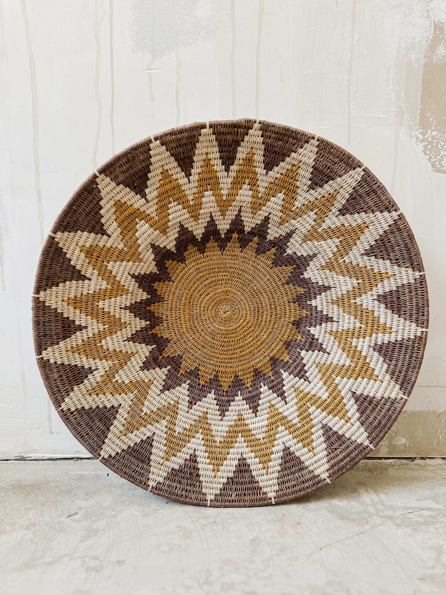 Basket Sisal mustard/brown/yellow