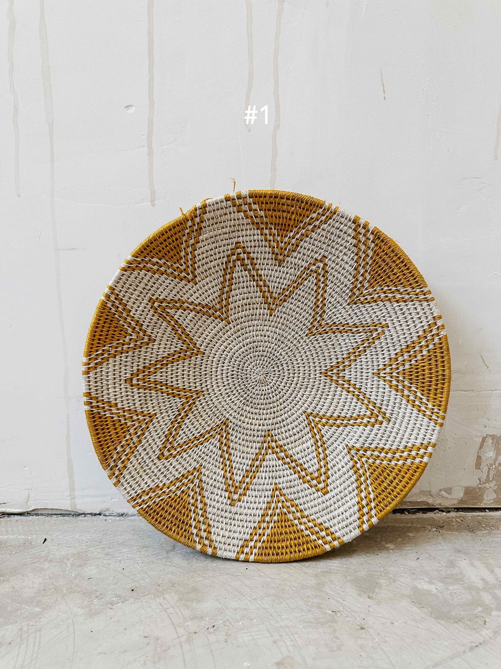 Basket Sisal mustard/brown/yellow 30cm