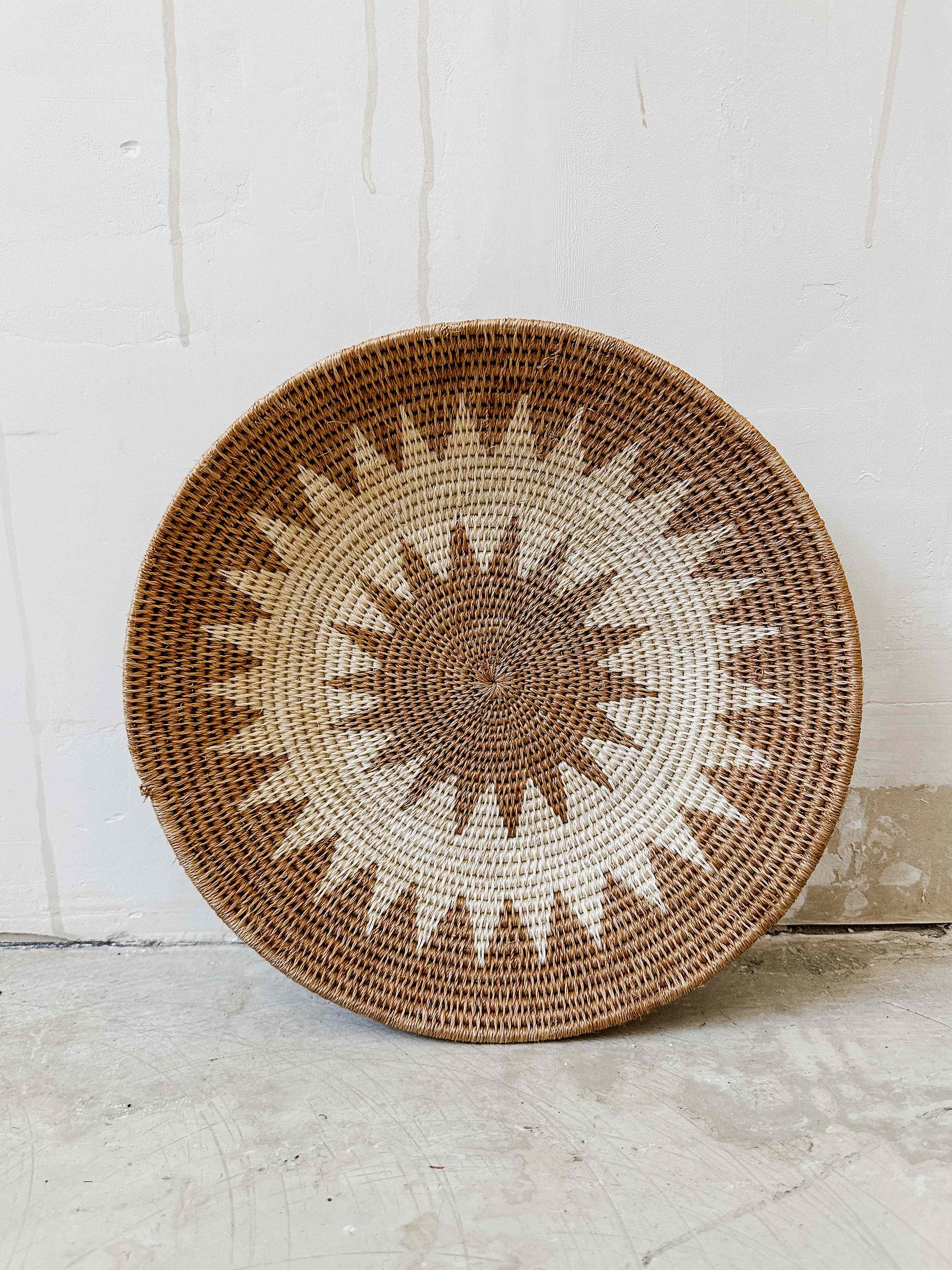 Basket Sisal mustard/brown/yellow