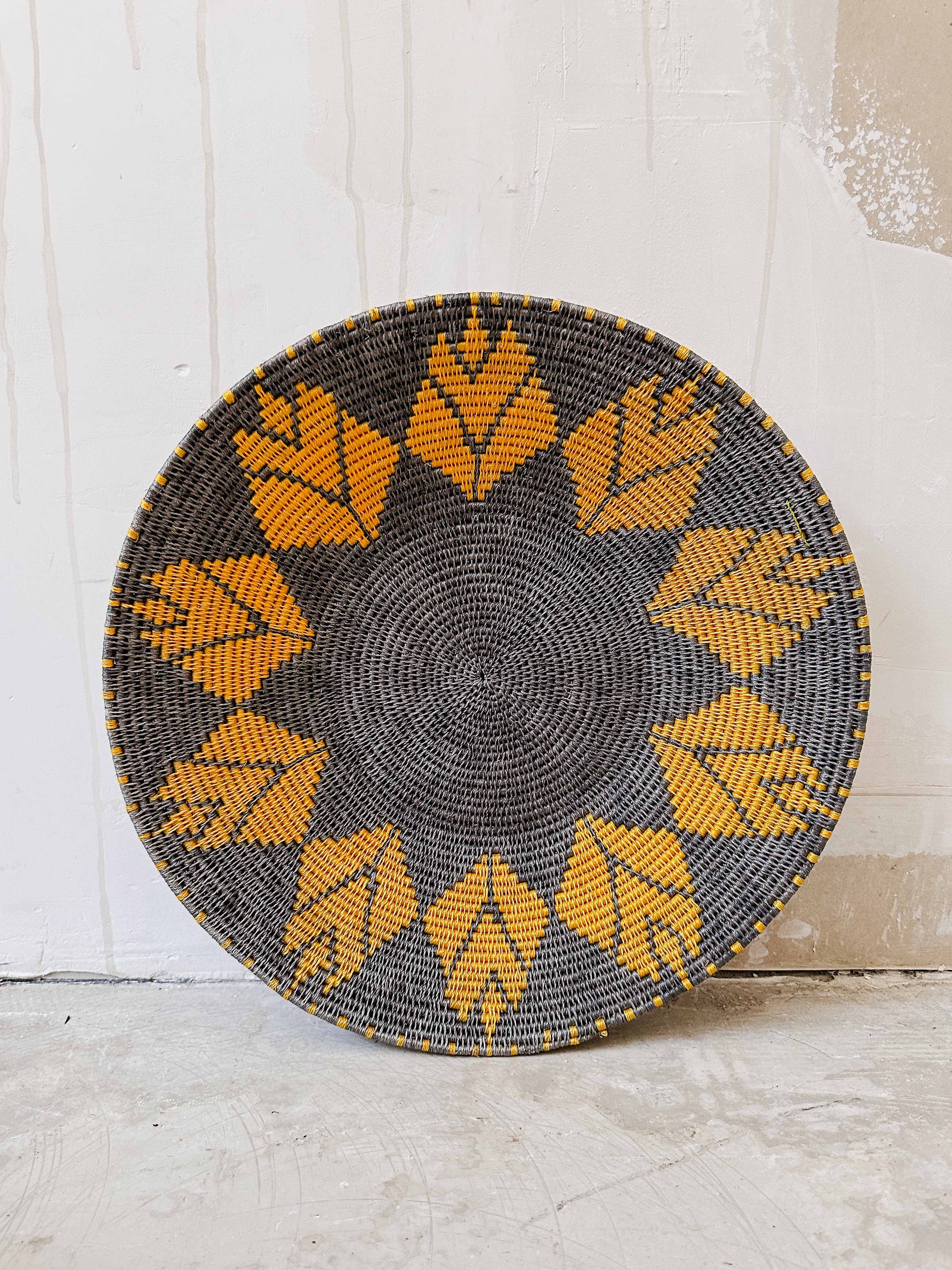 Basket Sisal mustard/brown/yellow