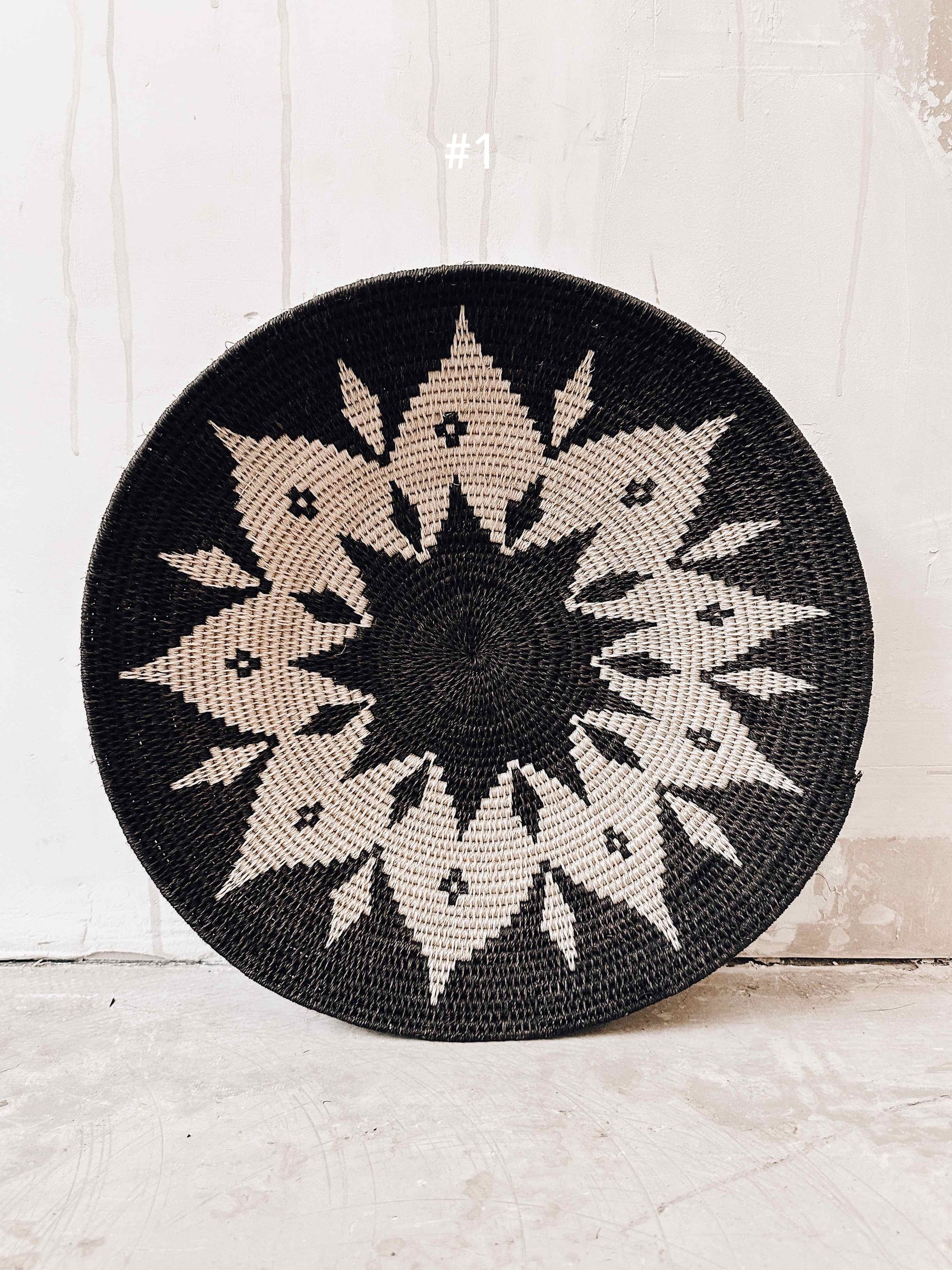 Basket Sisal black/darkbrown/white 38cm
