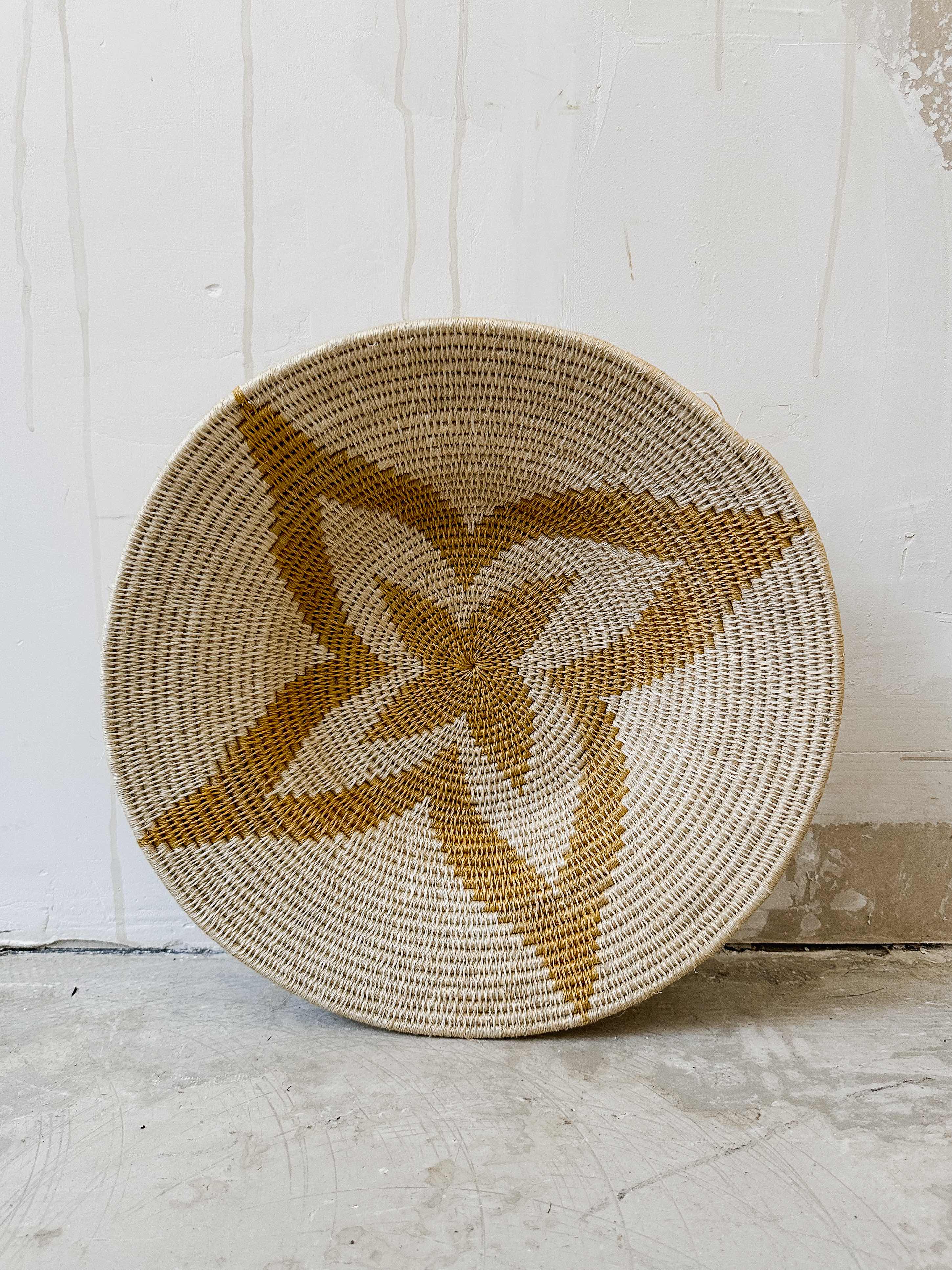 Basket Sisal mustard/brown/yellow