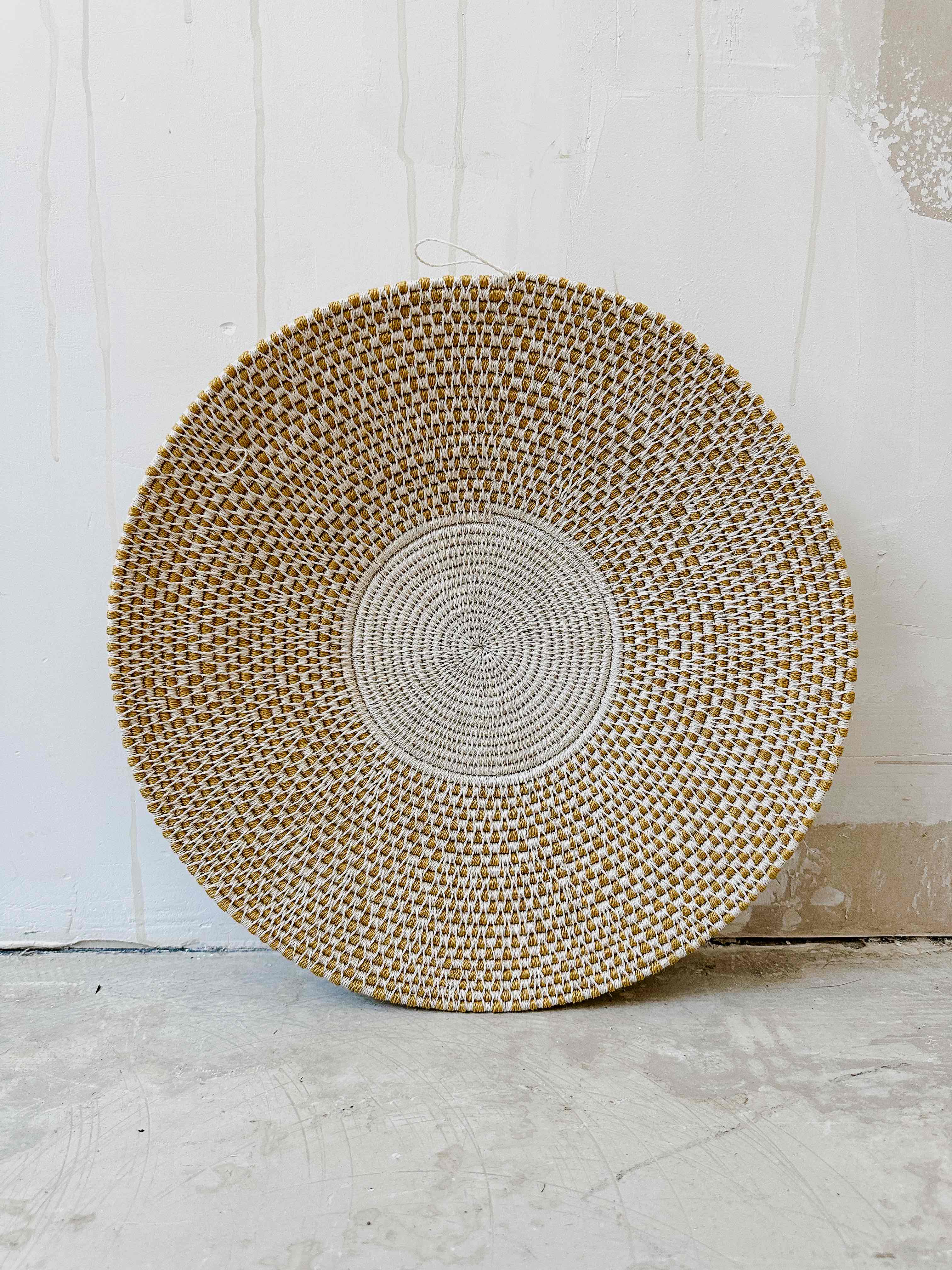 Basket Sisal mustard/brown/yellow