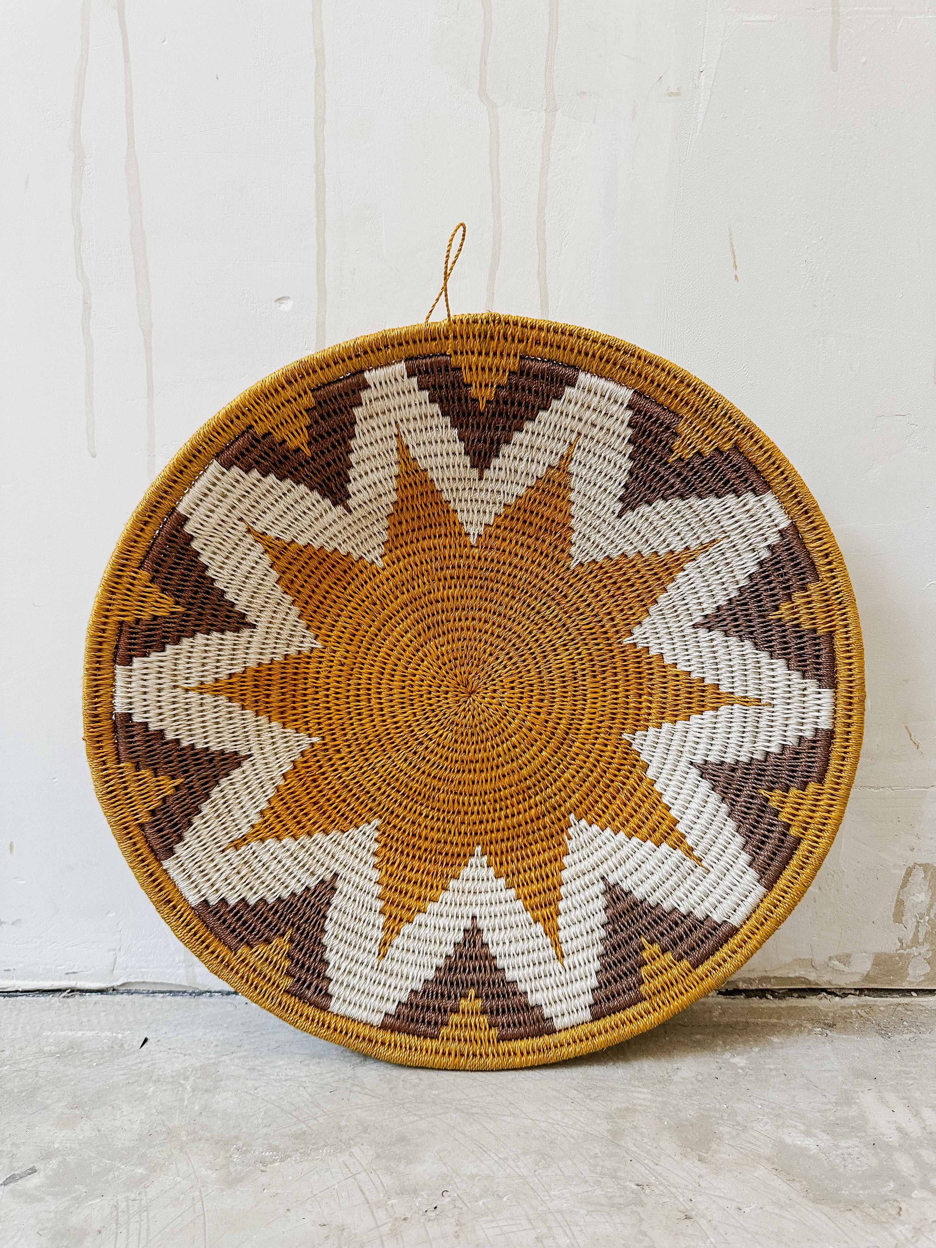 Basket Sisal mustard/brown/yellow