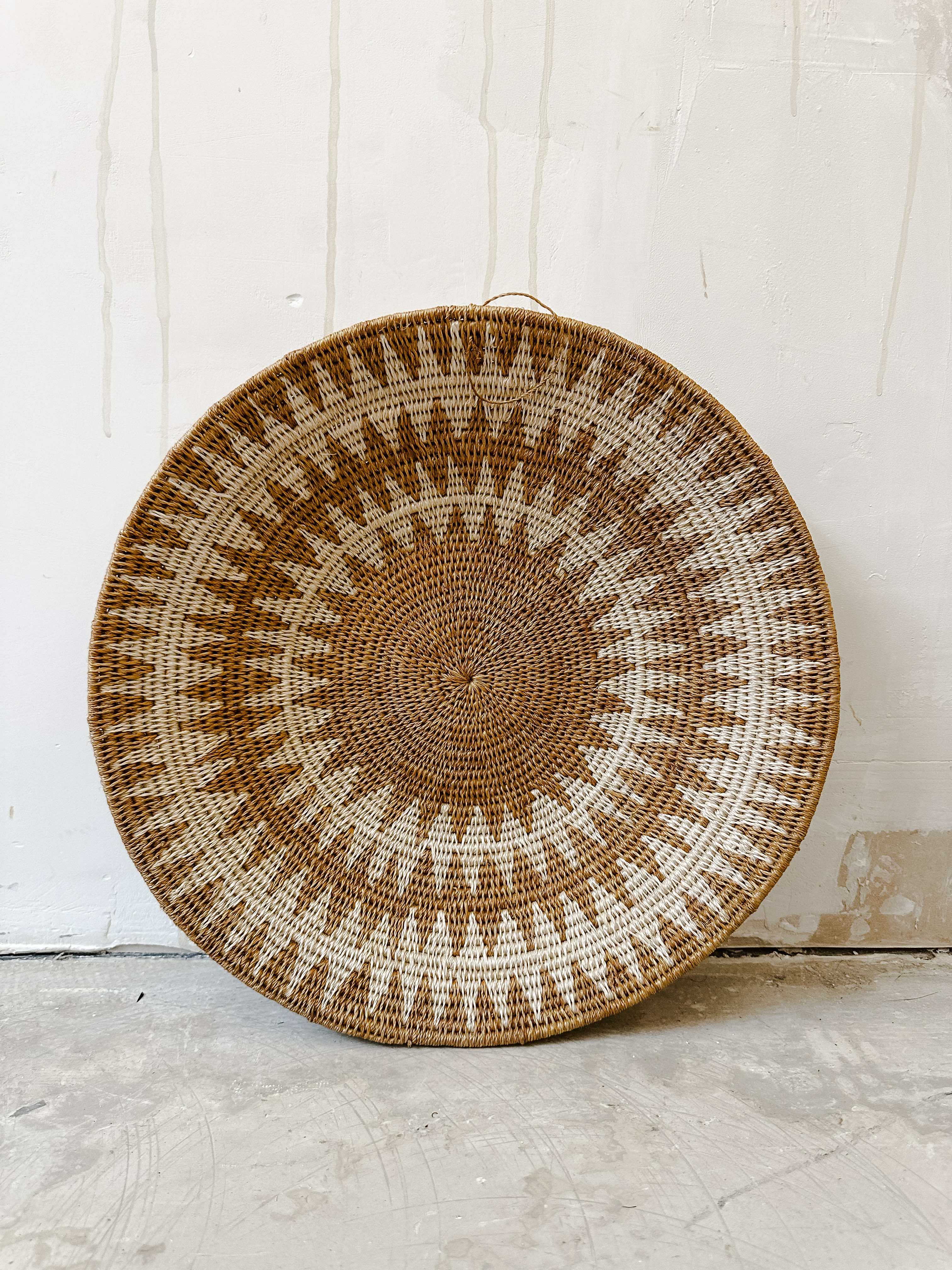 Basket Sisal mustard/brown/yellow