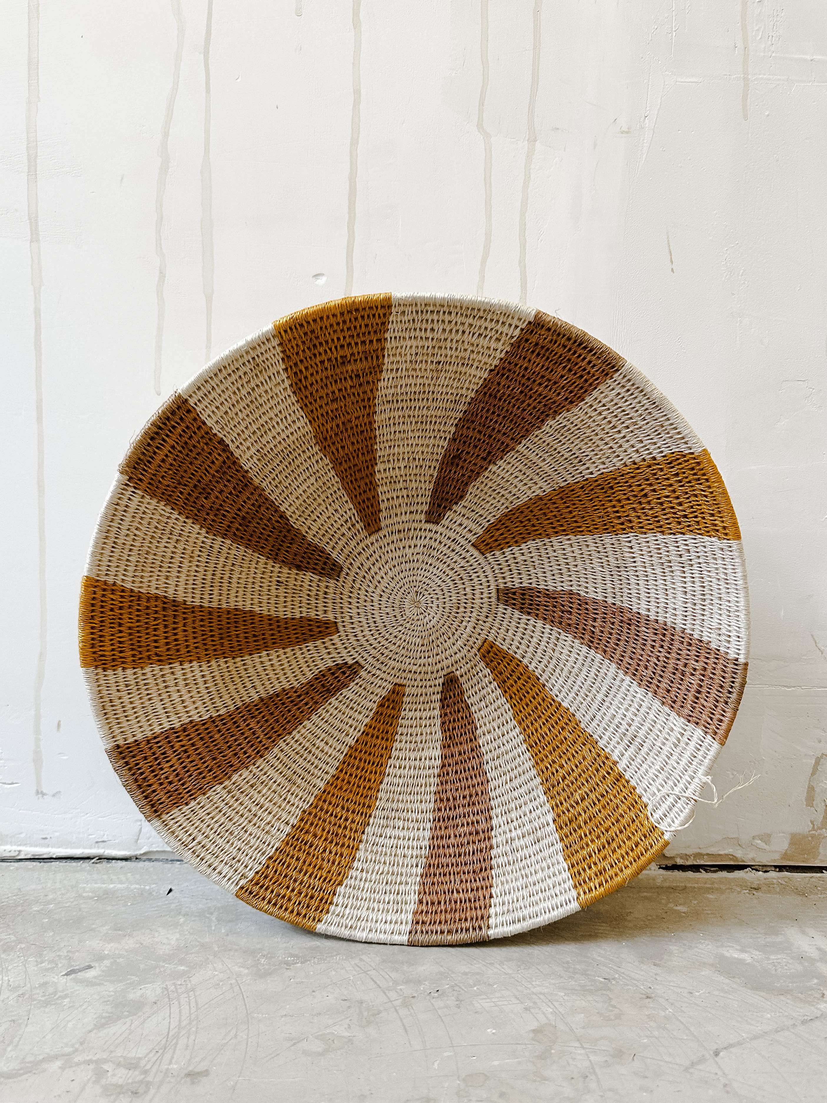 Basket Sisal mustard/brown/yellow