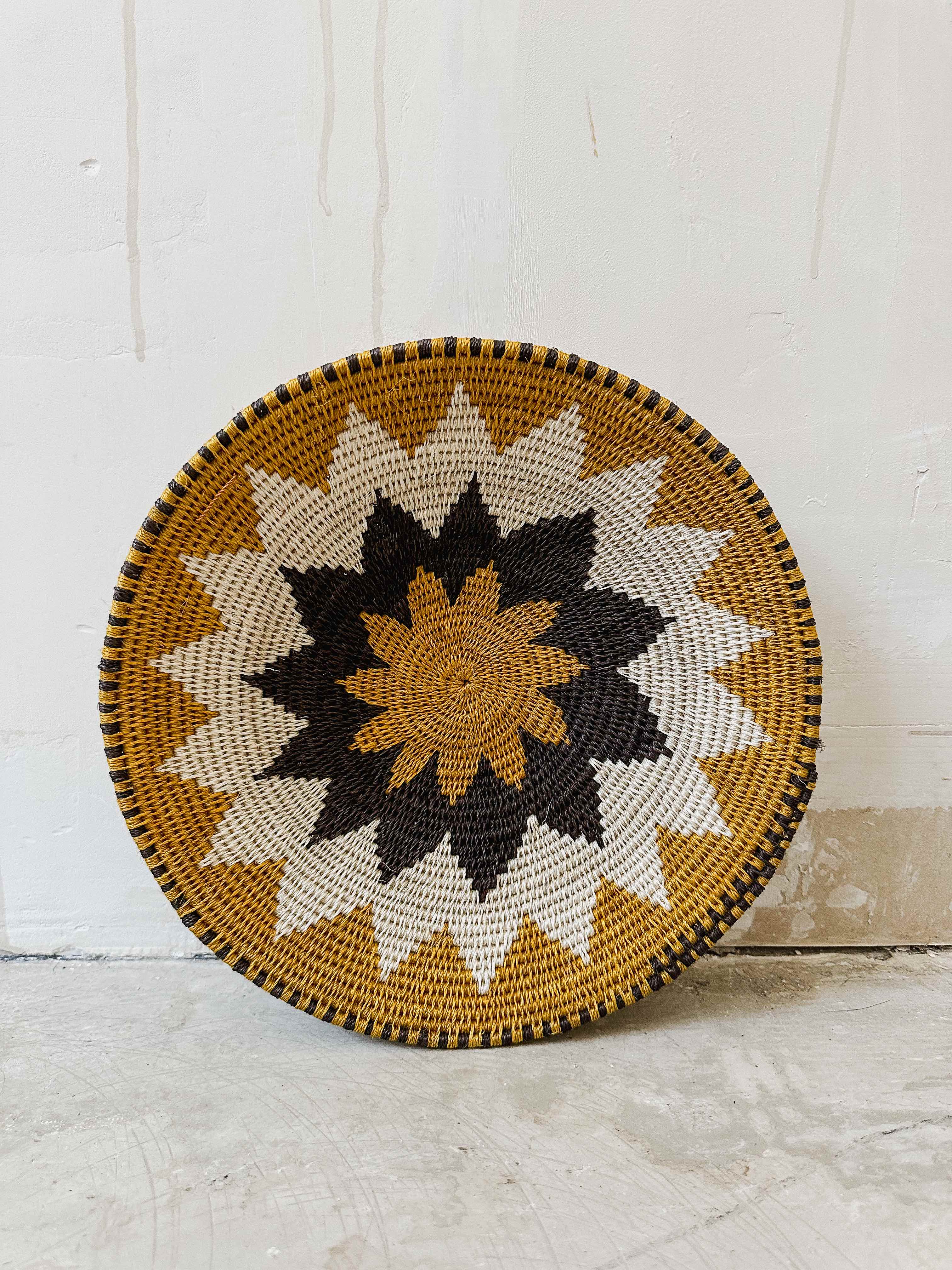 Basket Sisal mustard/brown/yellow