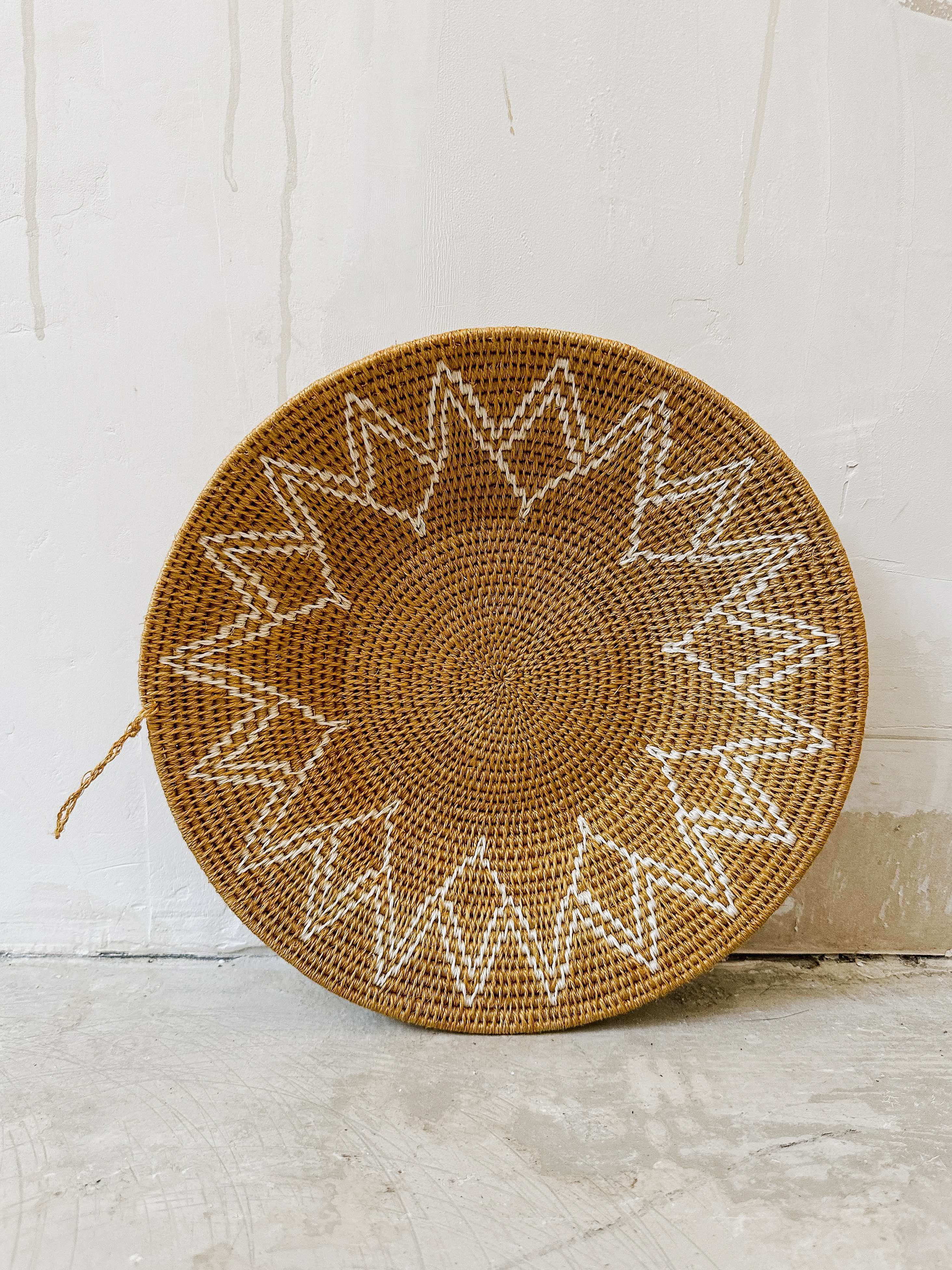 Basket Sisal mustard/brown/yellow