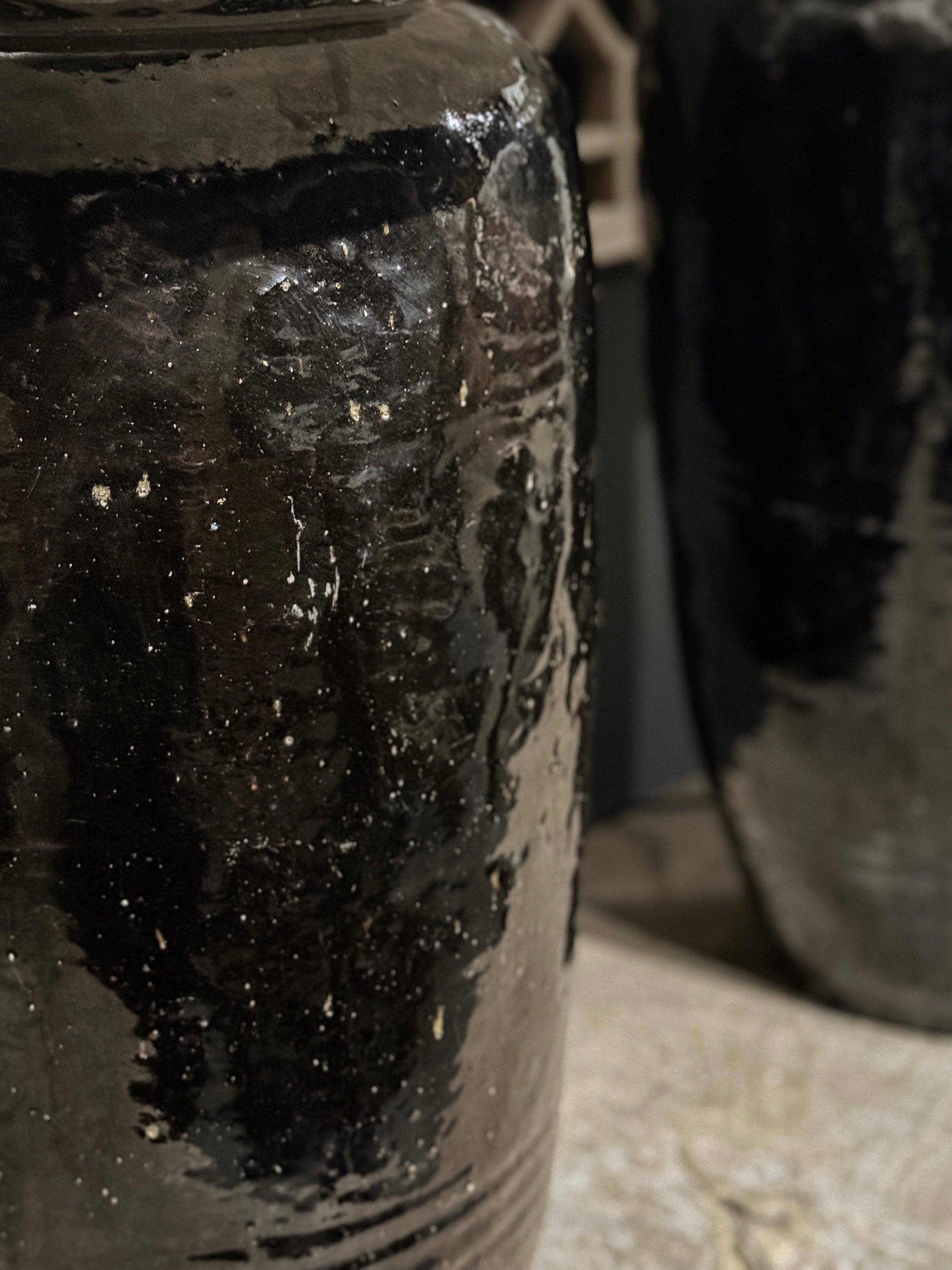 Shanxi Black – pair of antique vessel lamps