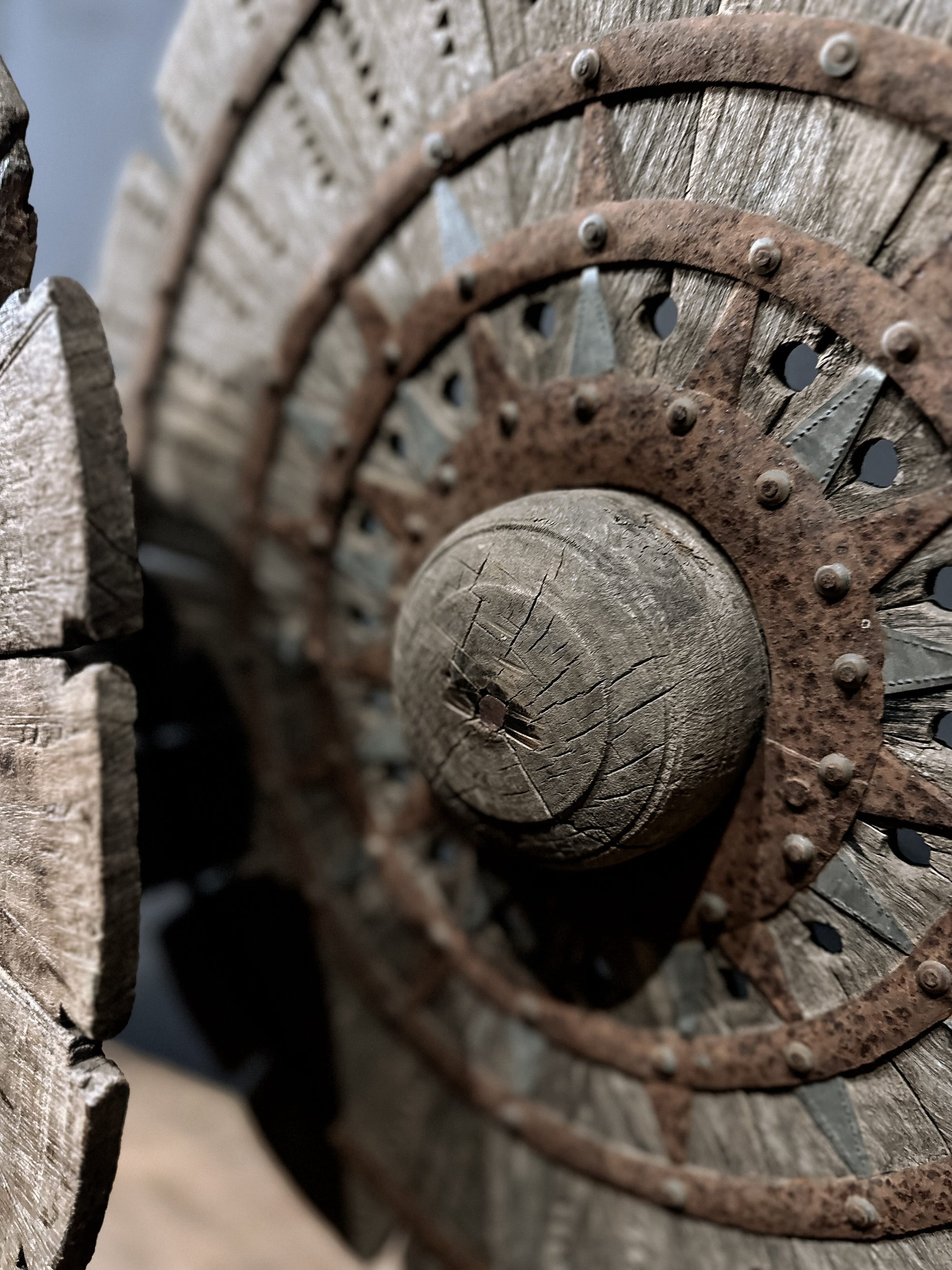 old wooden wheel on stand #1