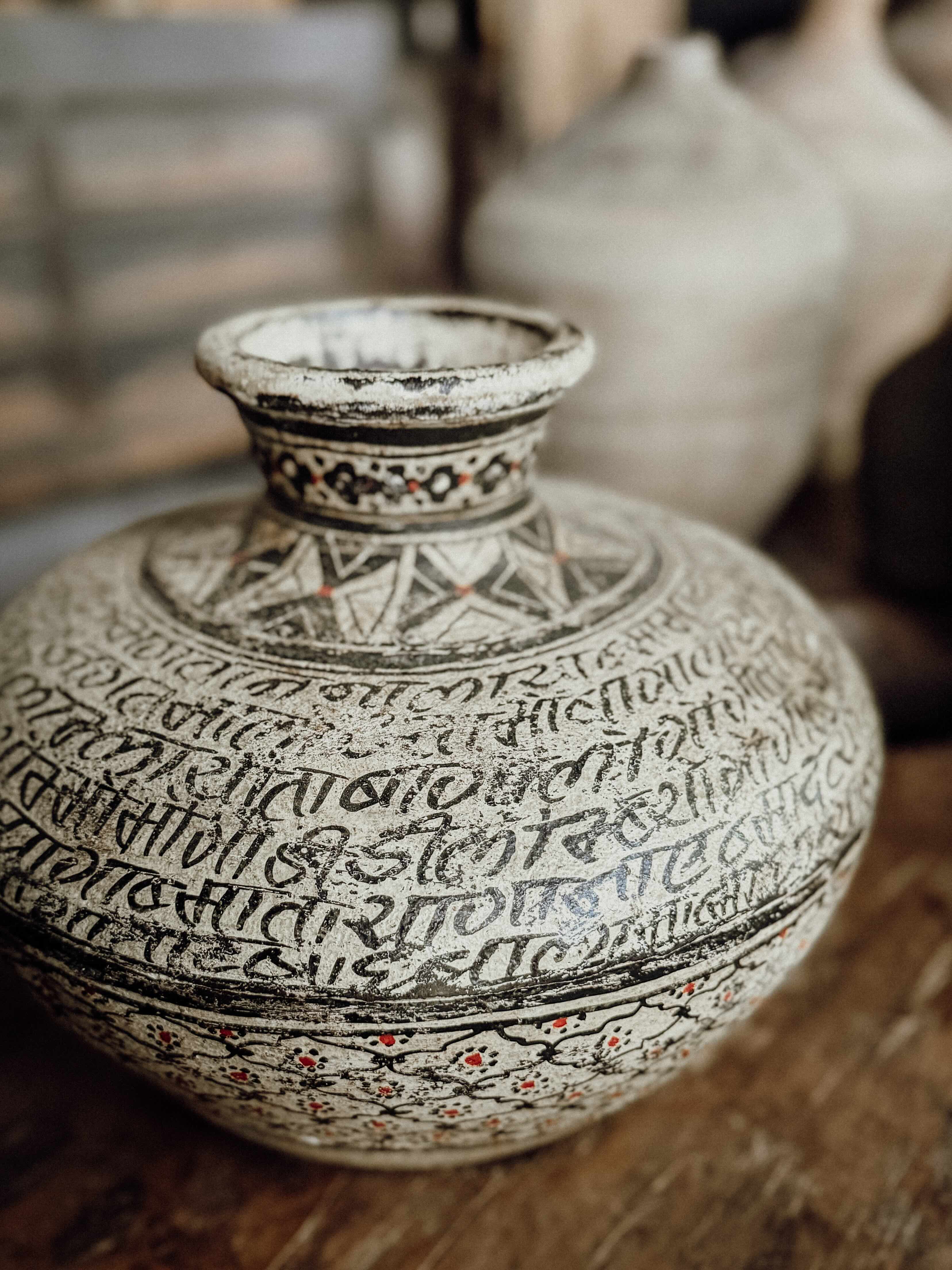 hand-painted Indian vessel