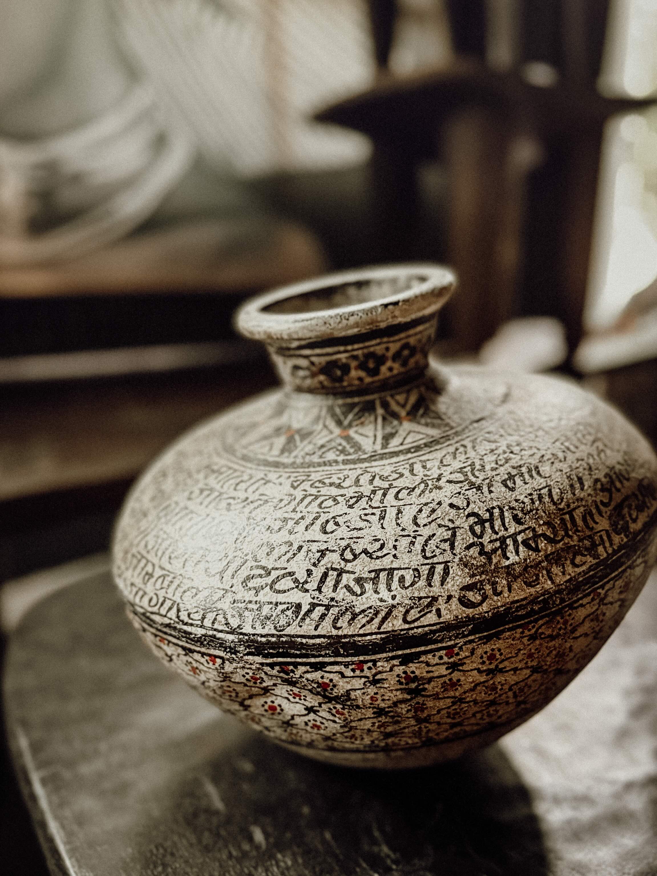 hand-painted Indian vessel