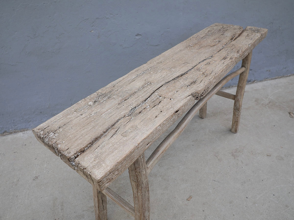 antique elm wood console table