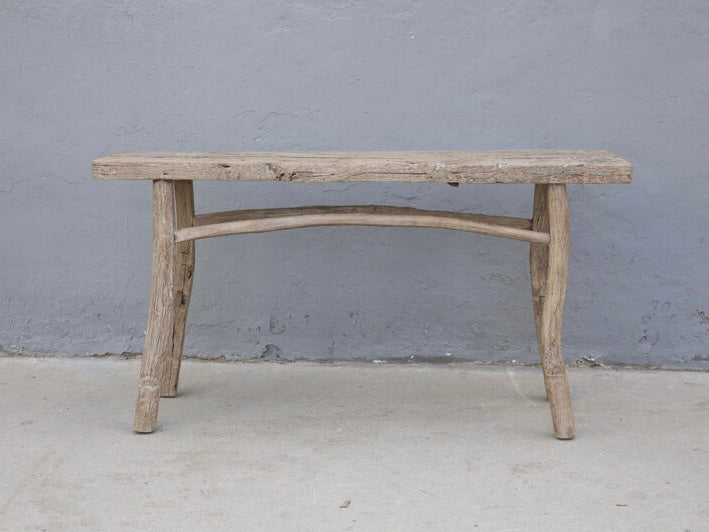 antique elm wood console table