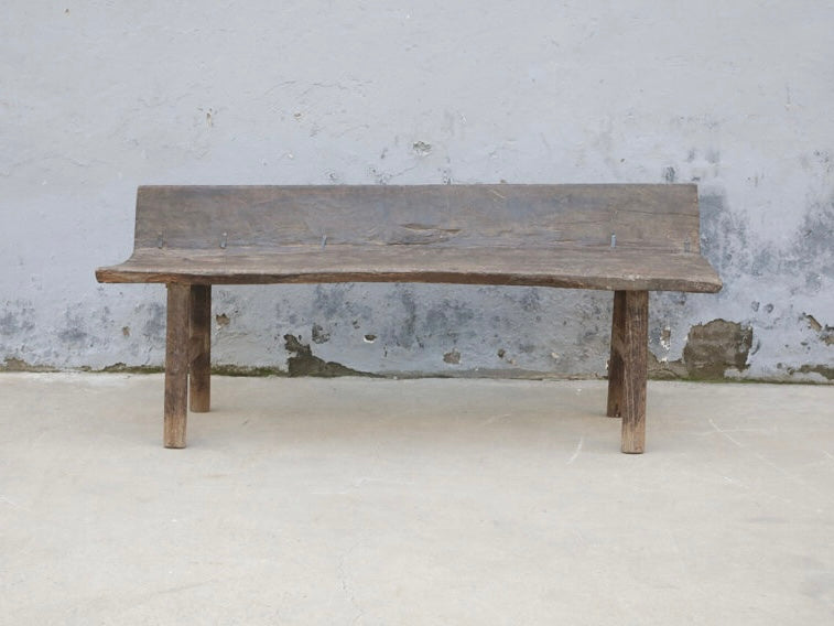 antique elm wood bench
