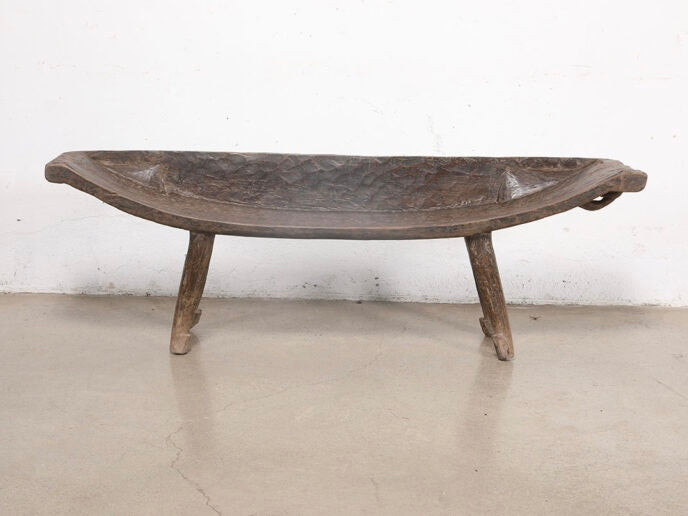 curved wooden bench