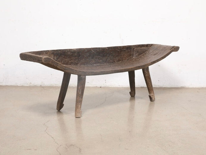 curved wooden bench