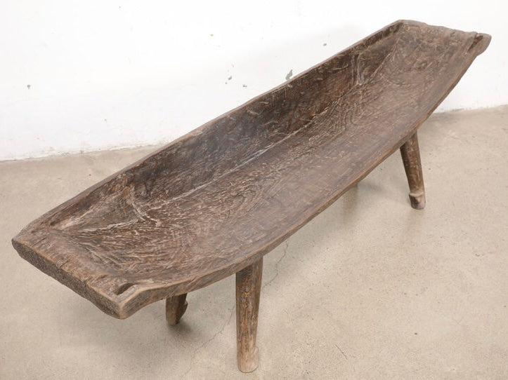 curved wooden bench