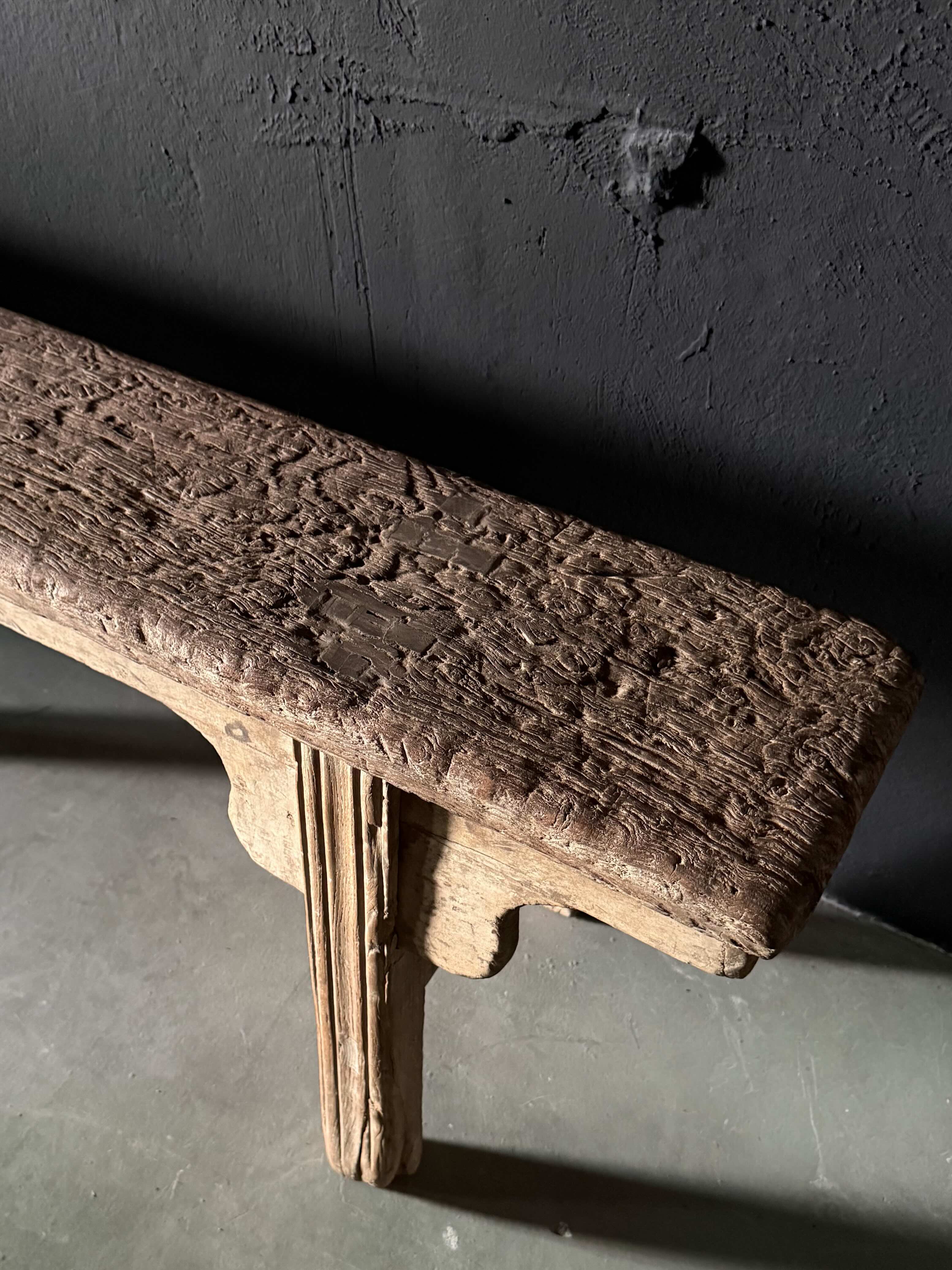 patinated Chinese elmwood bench