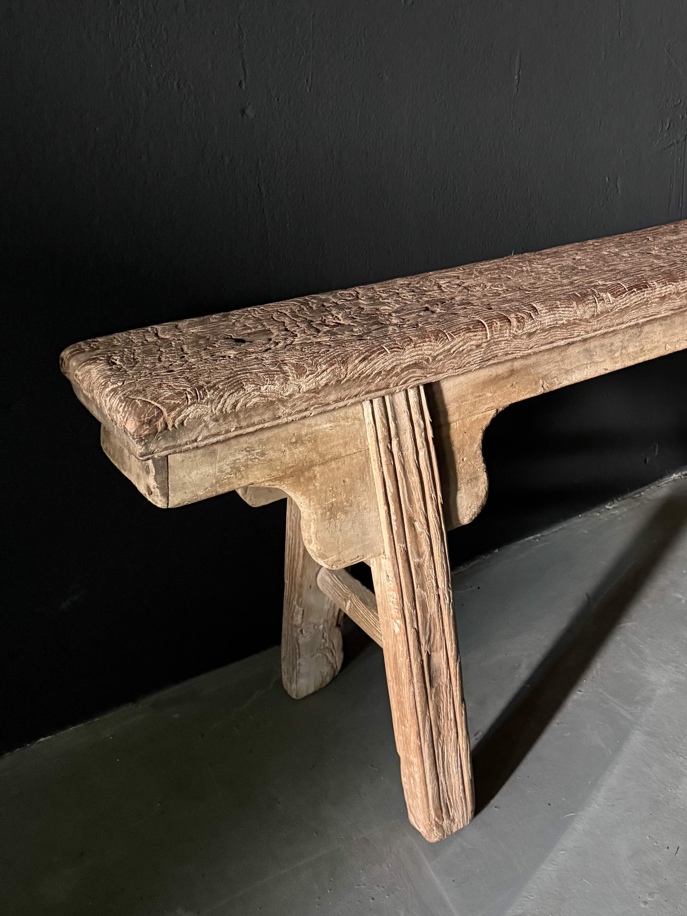 patinated Chinese elmwood bench