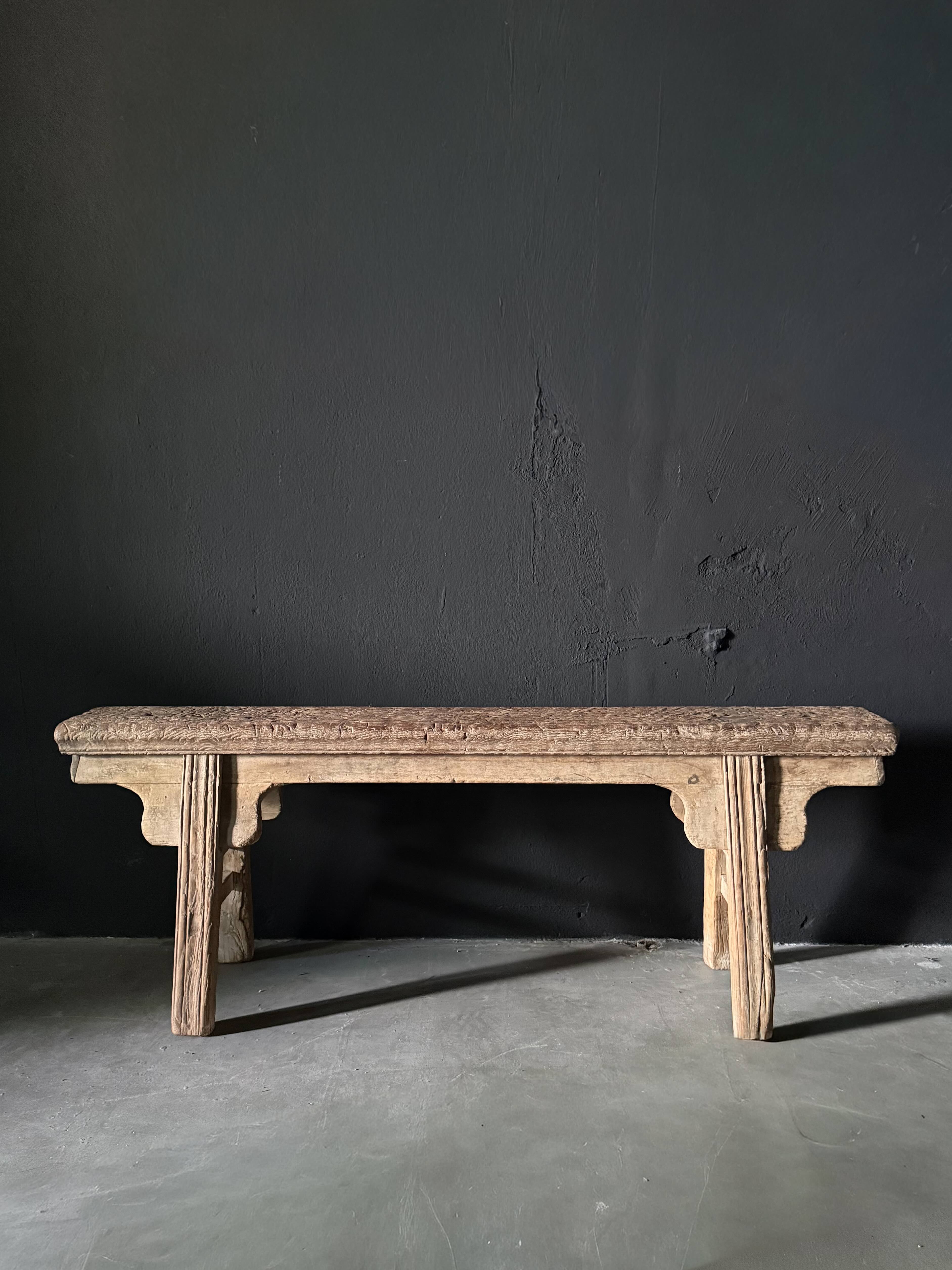 patinated Chinese elmwood bench