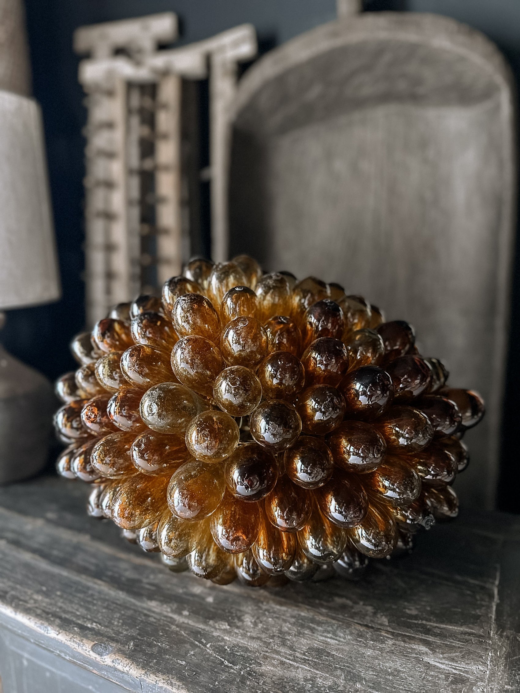 glass drops lamp brown I large size