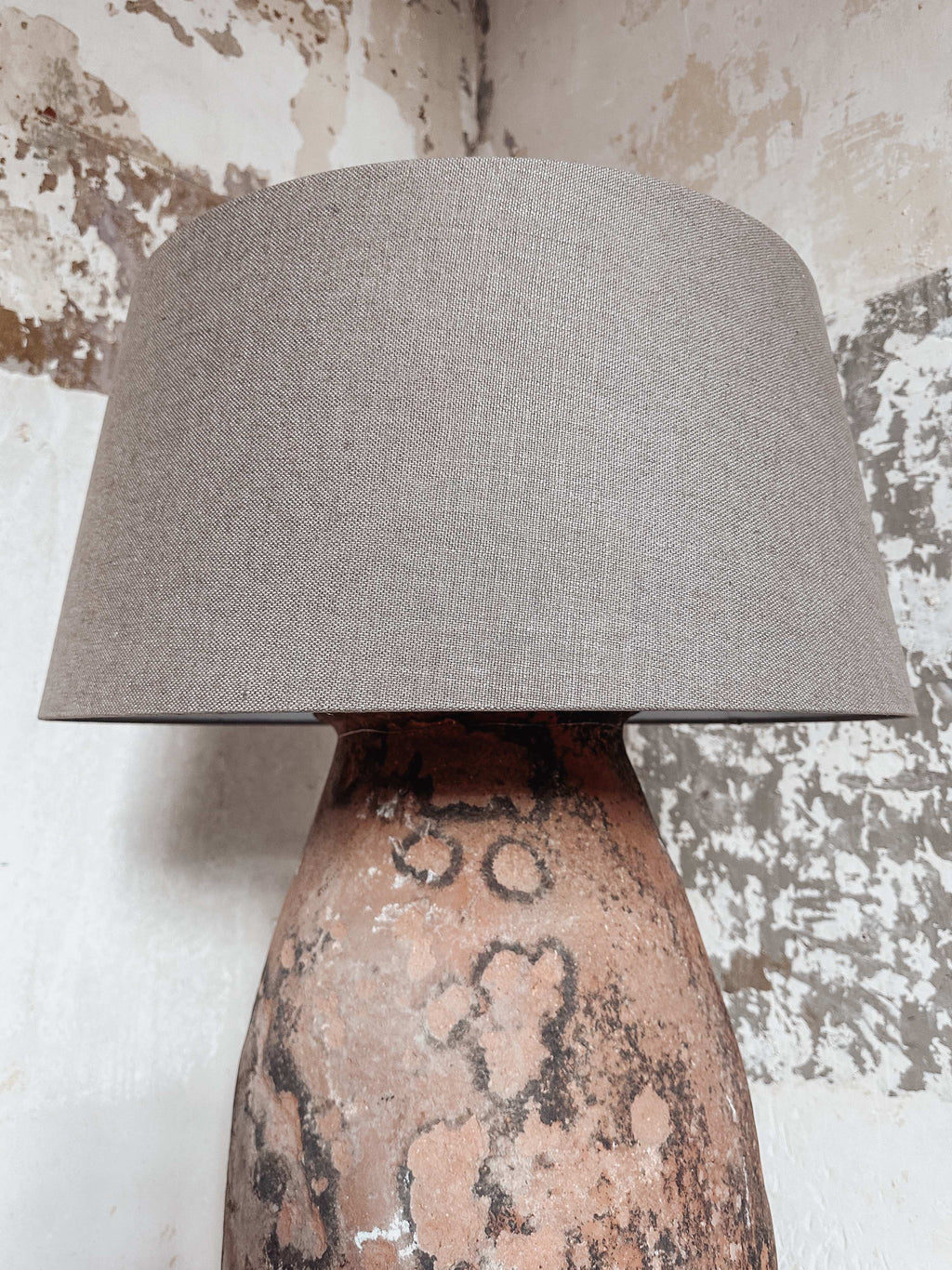 floor lamp antique olive pot & linen #2