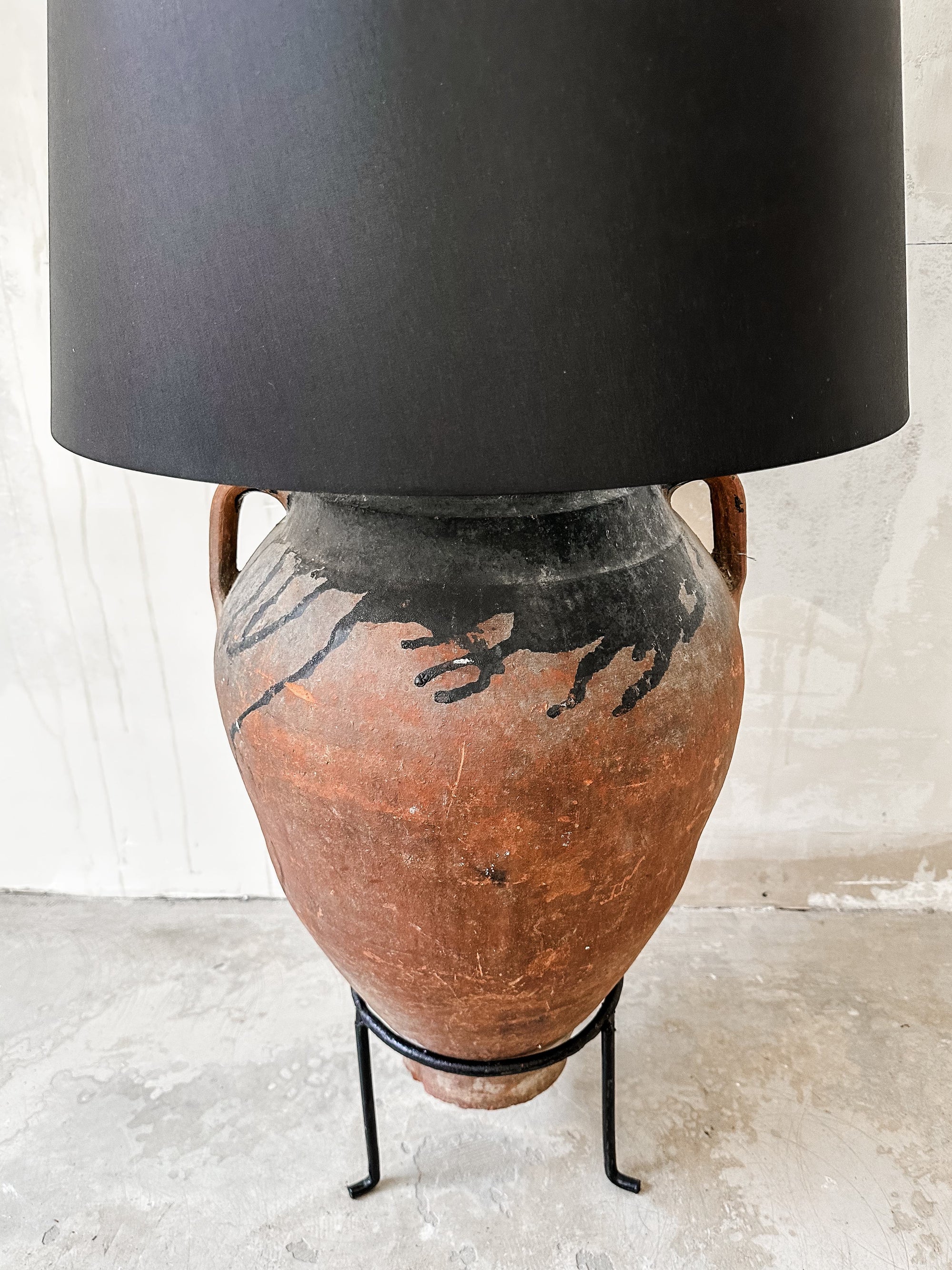 floor lamp antique olive pot & chintz