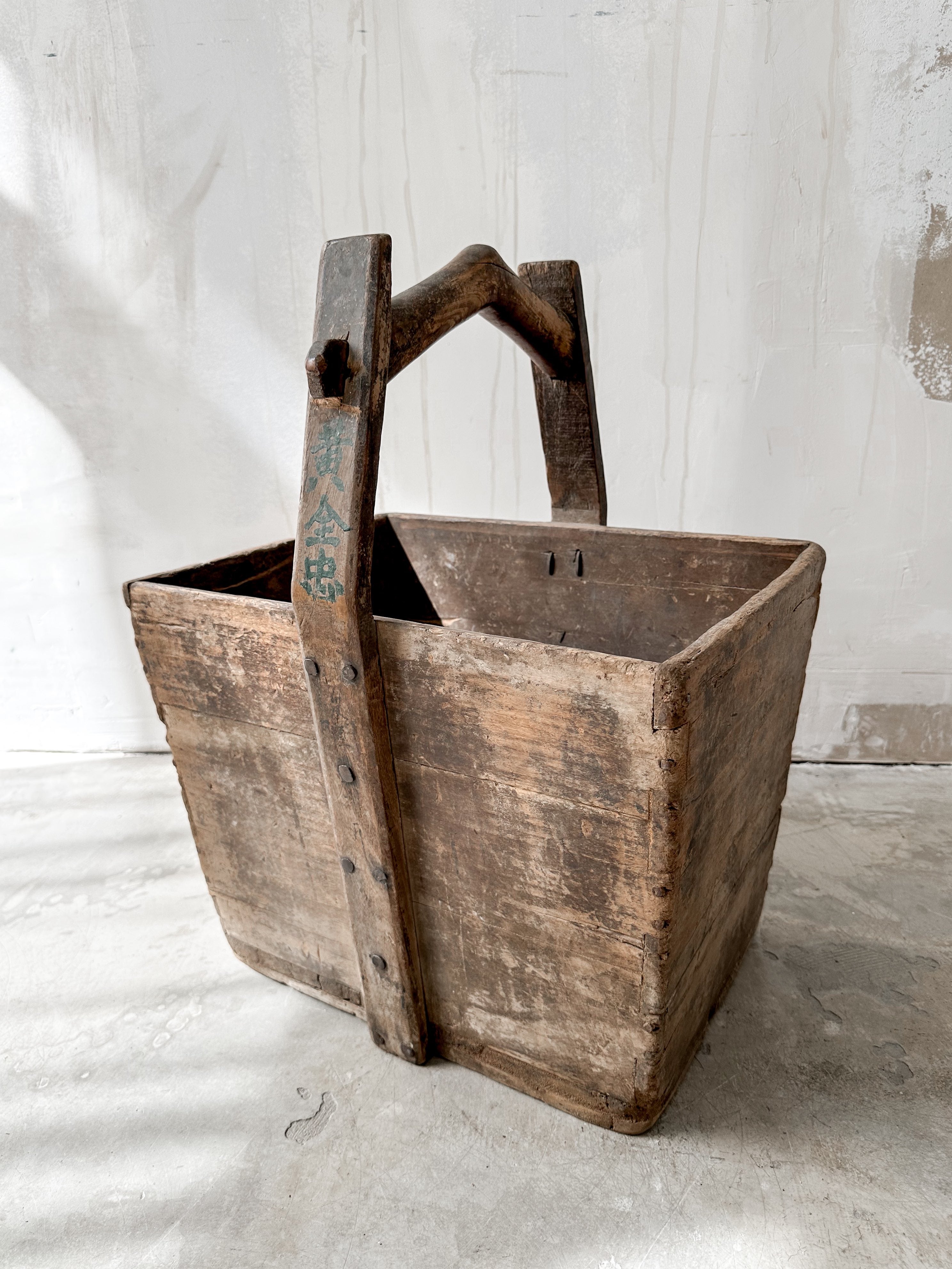 Antique large wooden bucket