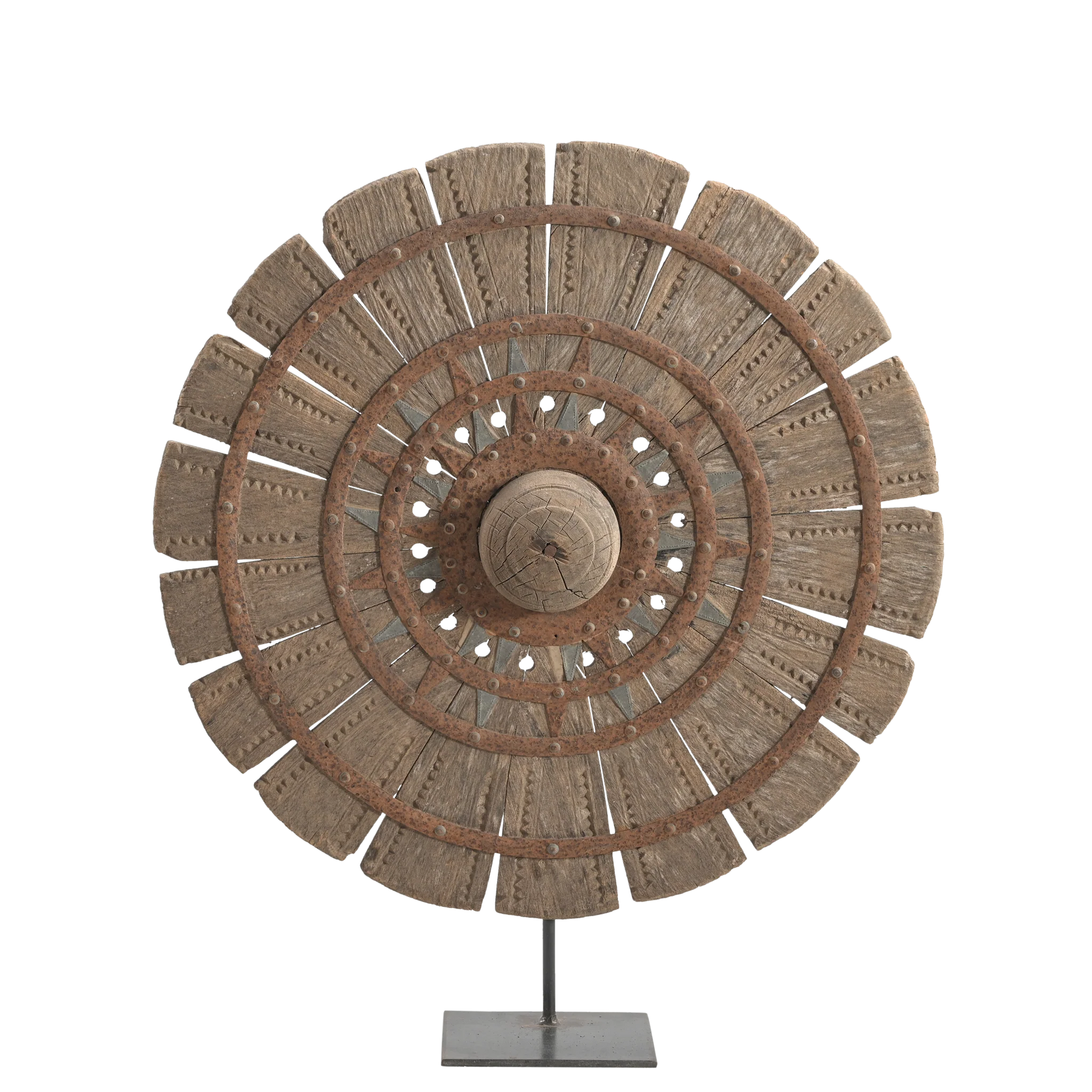 old wooden wheel on stand #2