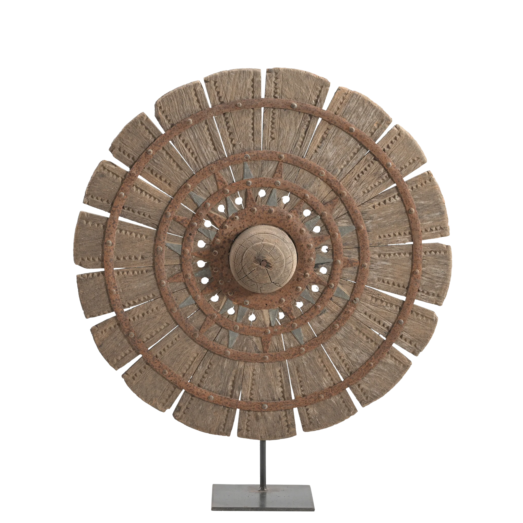 old wooden wheel on stand #2