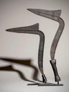 A pair of old metal Iboko scepters with wooden handles from the Democratic Republic of the Congo