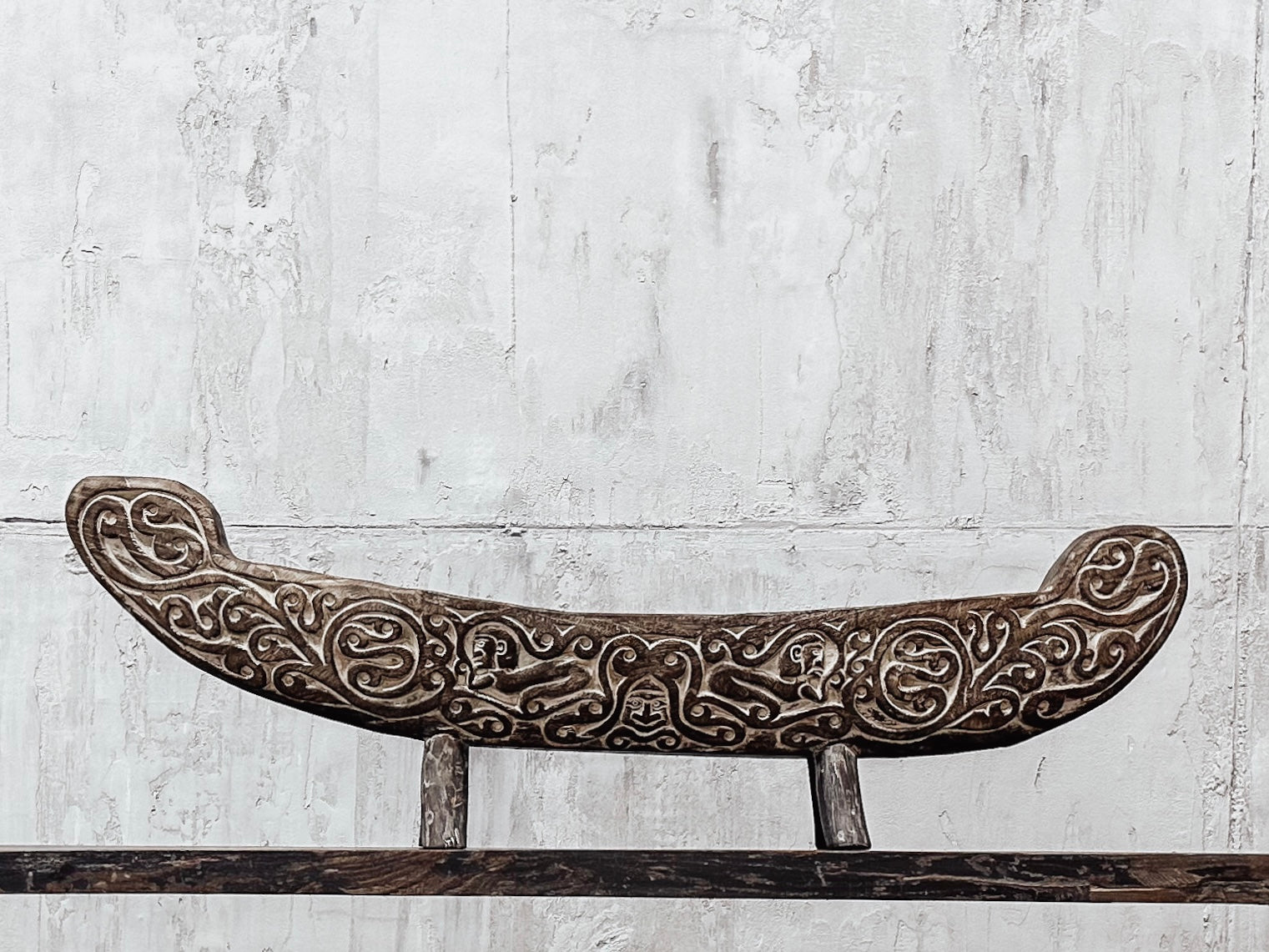 hand carved wooden boat