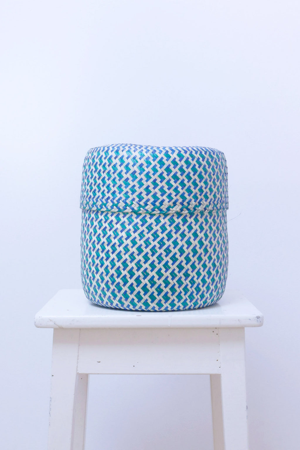Handgeflochtene Palmenkörbe, 5er Set blau-grün