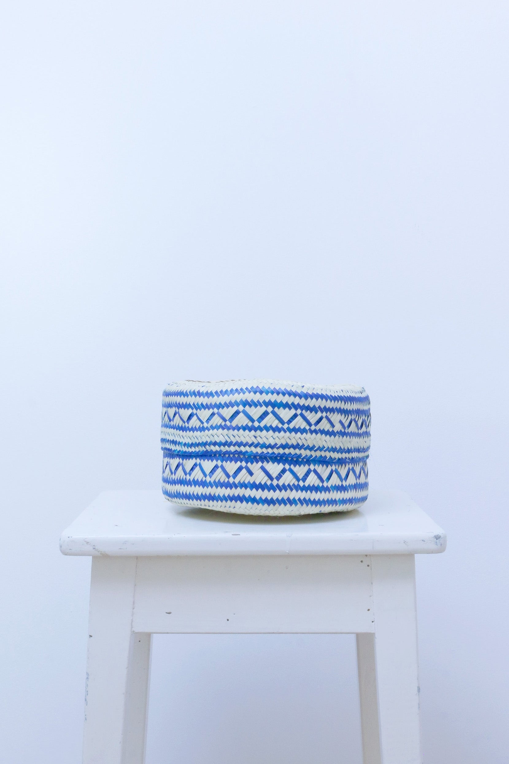 handwoven palm baskets, set of 5 blue-green