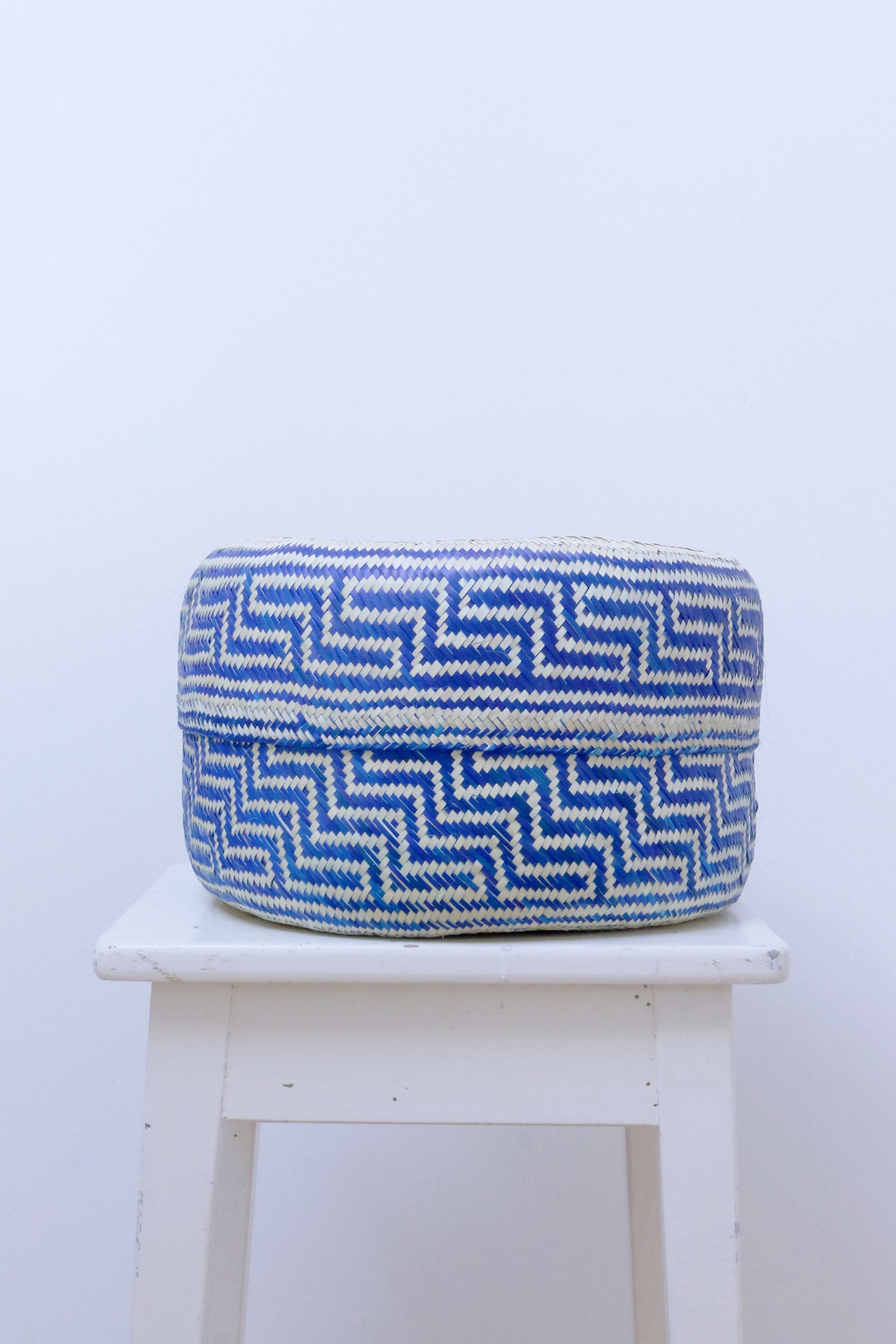 handwoven palm baskets, set of 5 blue-green