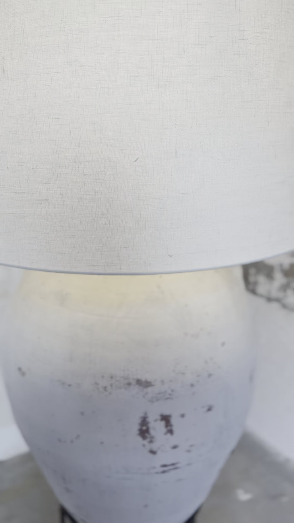 Bodenlampe antiker Oliventopf & Leinen #1