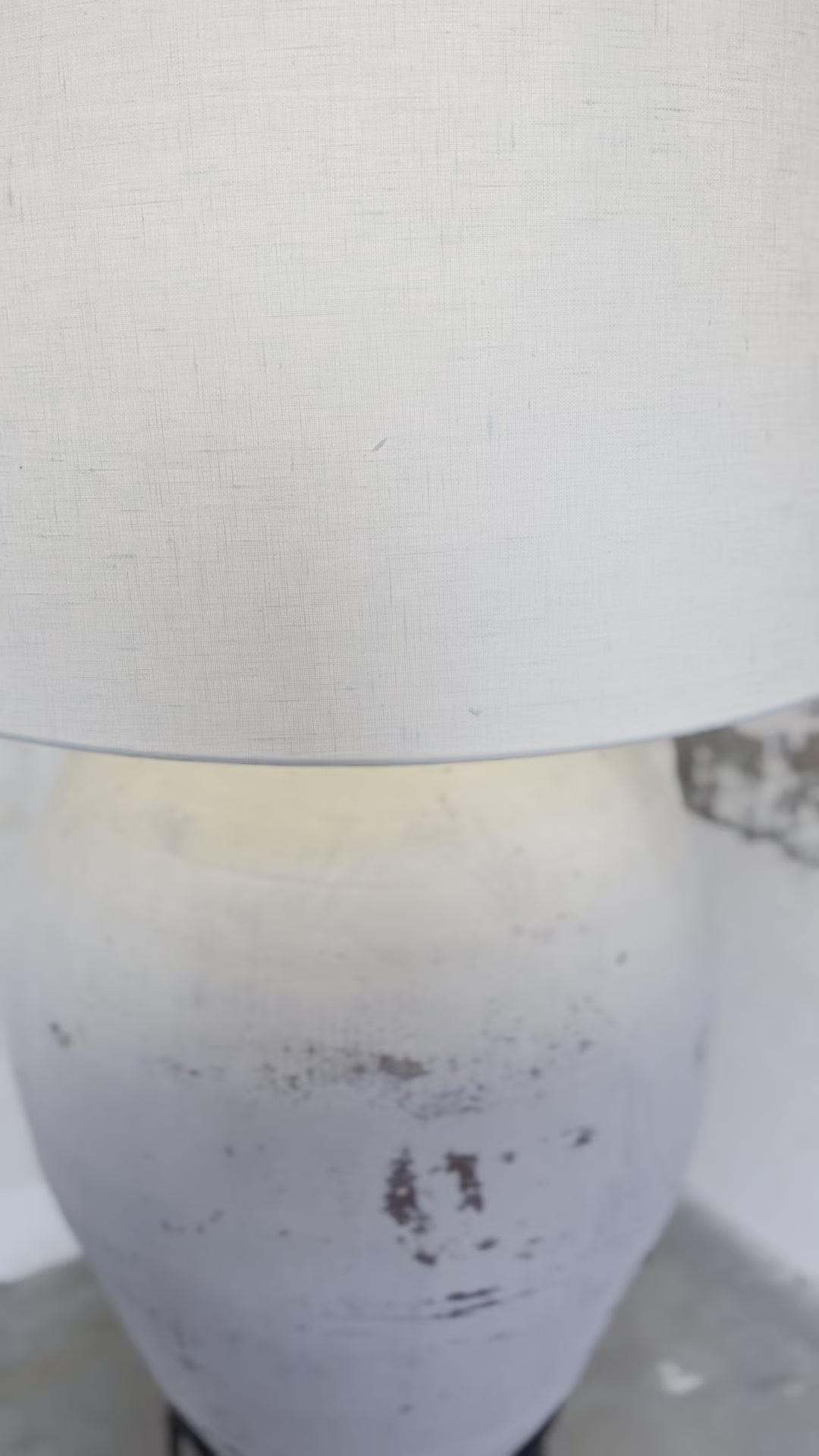 floor lamp antique olive pot & linen #1
