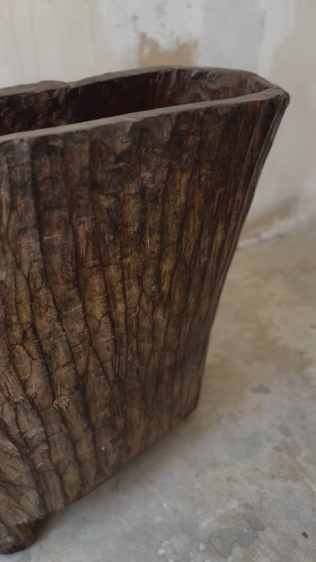 old Naga wooden planter pot large