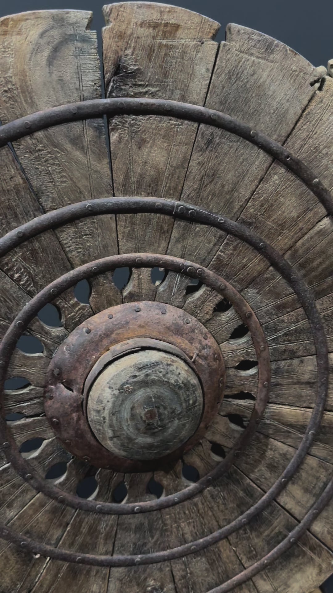 old wooden wheel on stand #1