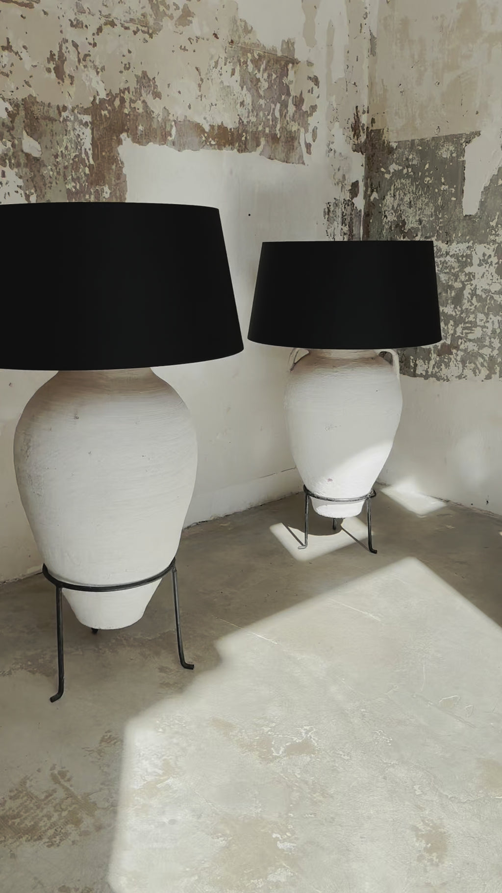 Bodenlampe antiker Oliventopf & Chintz #1