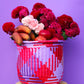 handwoven plastic basket red-purple