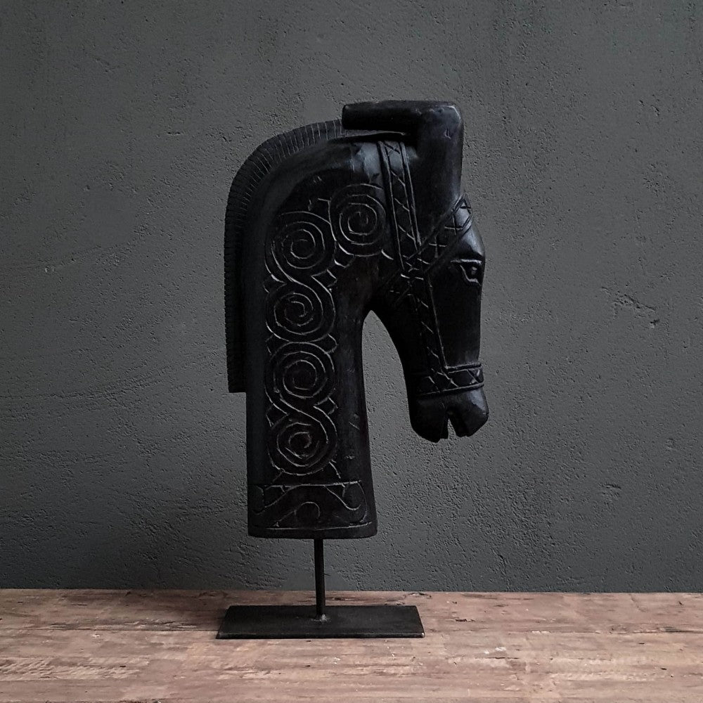 horse sculpture wood black/anthracite