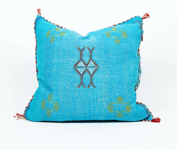 Cactus silk cushion cover turquoise