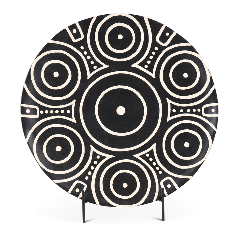 Decorative plate black/white on stand