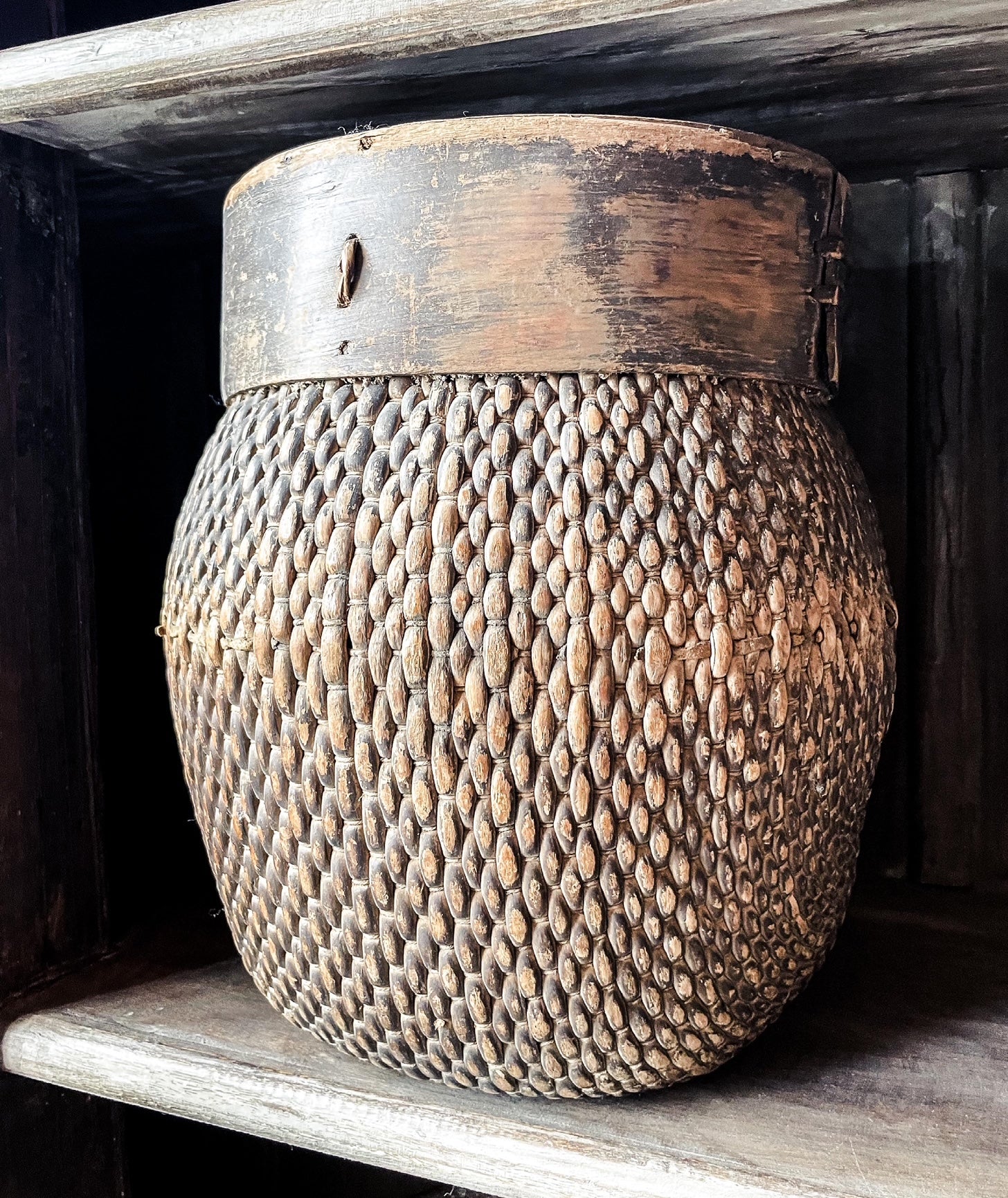 Old Chinese rattan basket